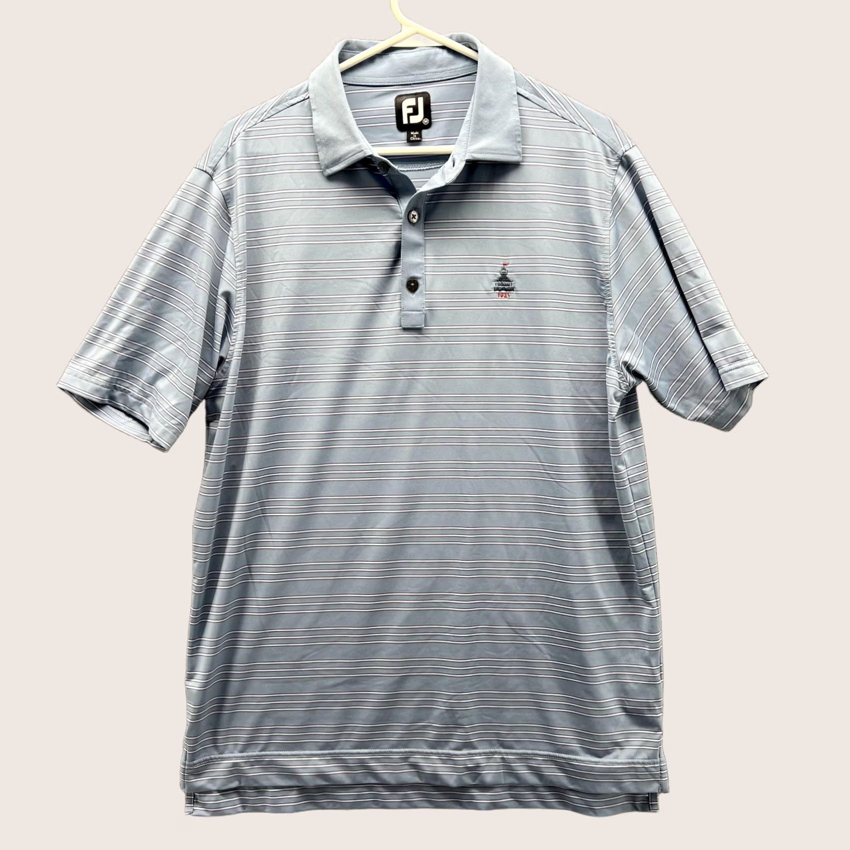Footjoy FootJoy Polo Shirt Men Medium Blue Striped Polyester Golf Club Sankaty Vtg Size US M / EU 48-50 / 2 - 1 Thumbnail