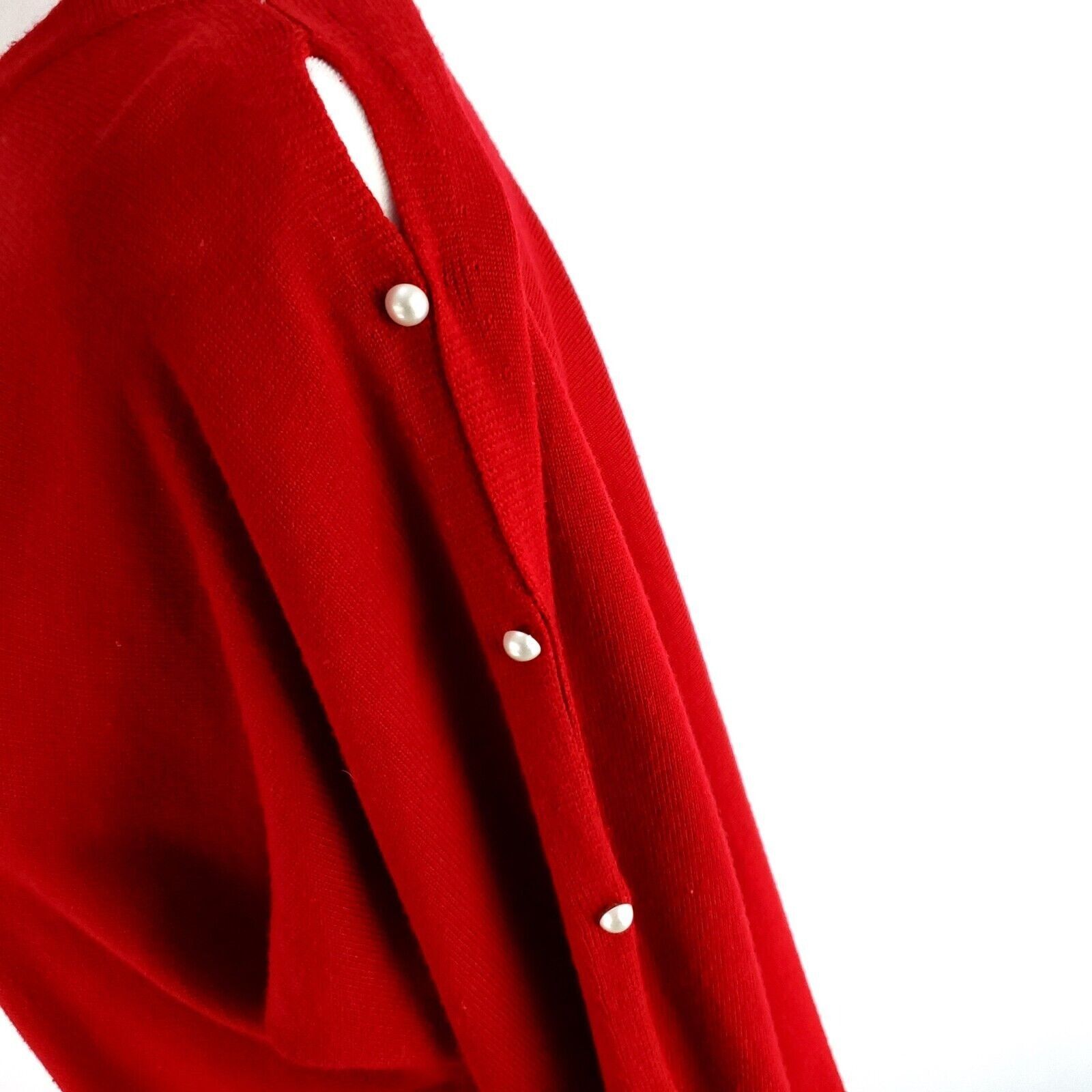 Designer Adrienne Vittadini Red Sweater Medium Rayon Polyester Long S Size M / US 6-8 / IT 42-44 - 2 Thumbnail