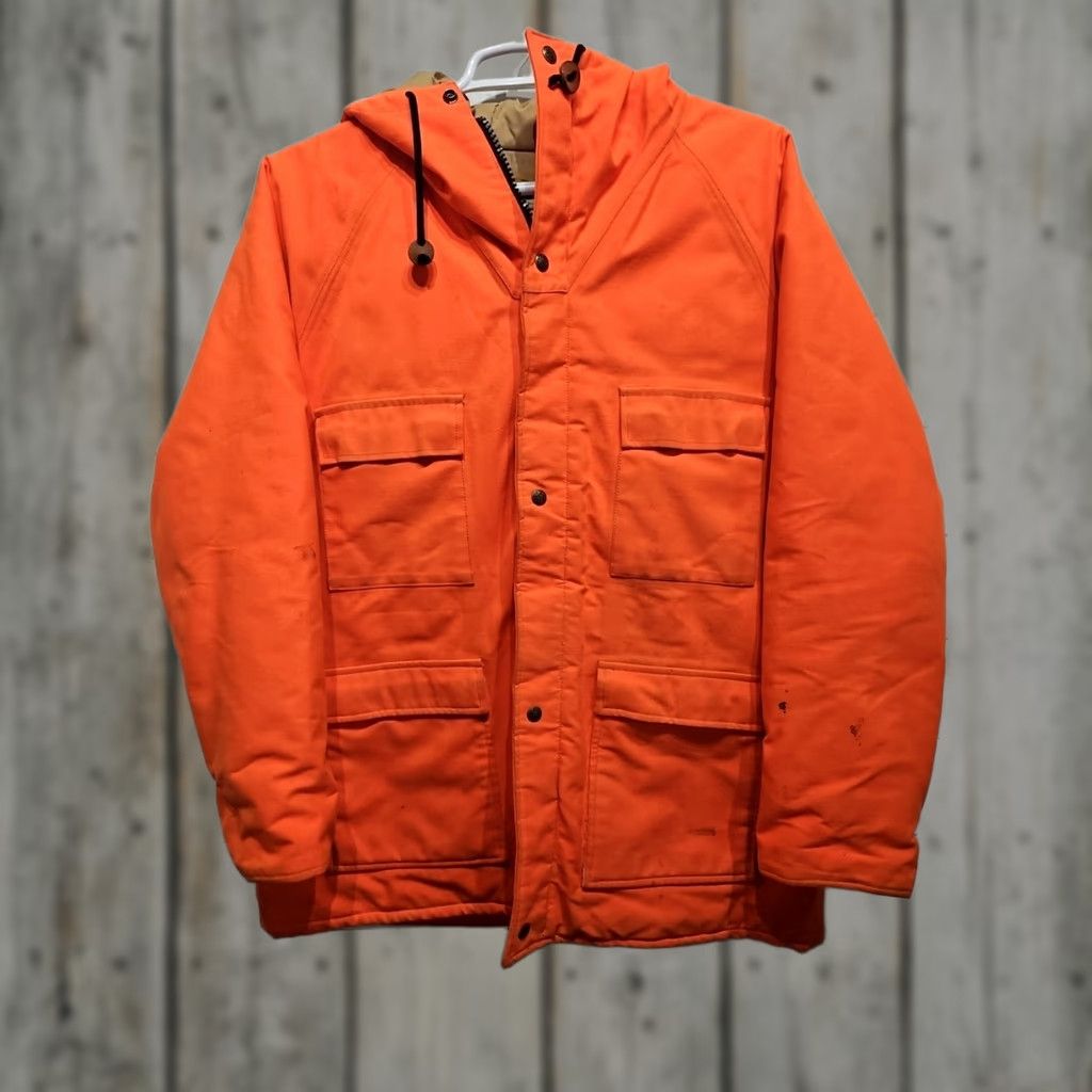 Vintage VTG Cabela's Hooded Mens Jacket Coat Blaze Orange Hunting MENS 2XL Size Orange Front Pockets Zip Snap Made in USA Size US XXL / EU 58 / 5 - 1 Thumbnail