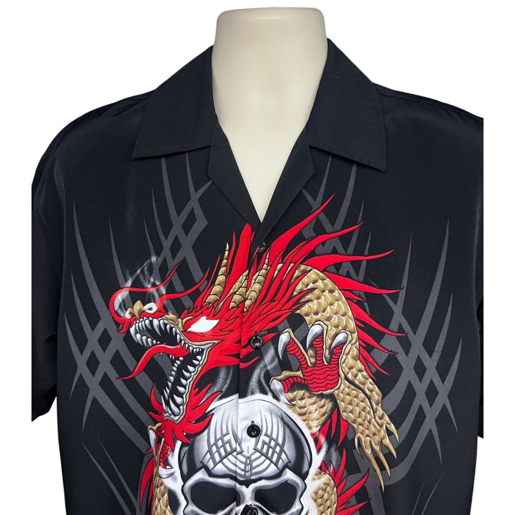Vintage Shaolin Vintage Y2K Mens Black Graphic Big Print Skull Drago Size US M / EU 48-50 / 2 - 6 Thumbnail