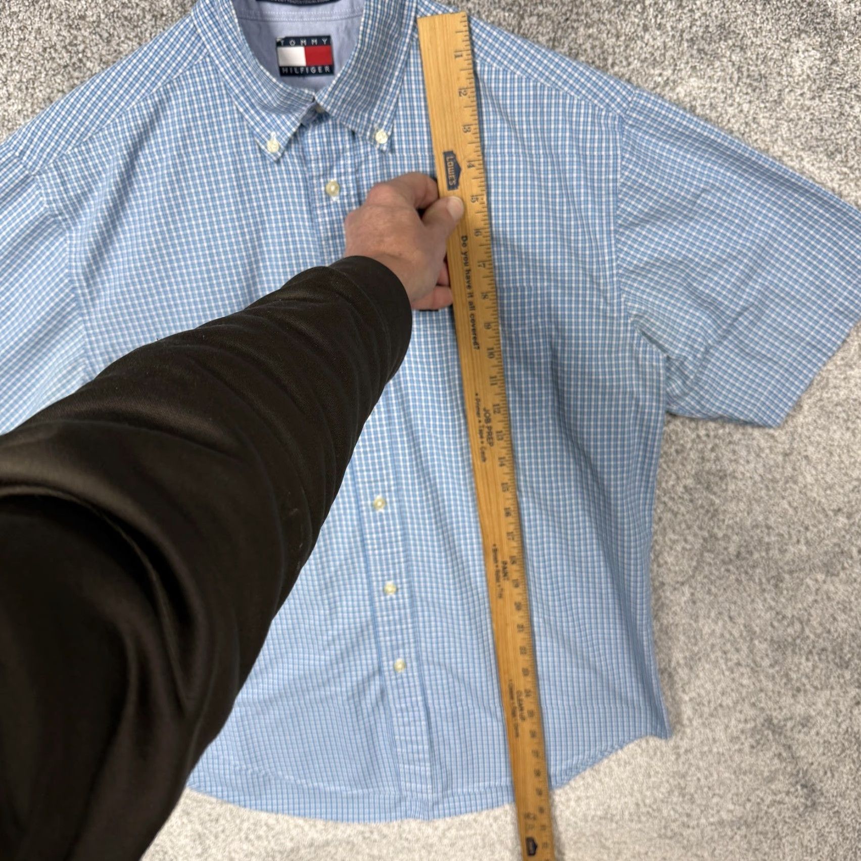 Tommy Hilfiger VINTAGE Tommy Hilfiger Shirt Mens L Blue Plaid Button-Down Short Sleeve Casual Business Preppy Size US L / EU 52-54 / 3 - 2 Thumbnail