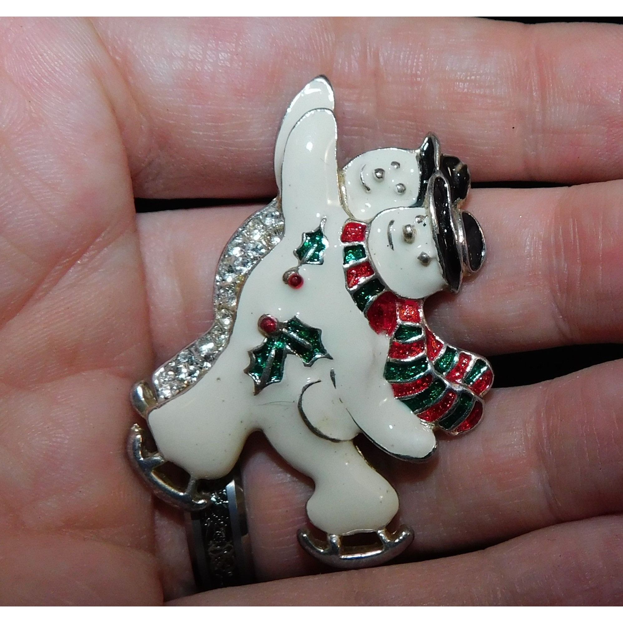 Other Vintage Ice Skating Snowmen Couple Enamel Brooch Size ONE SIZE - 4 Thumbnail
