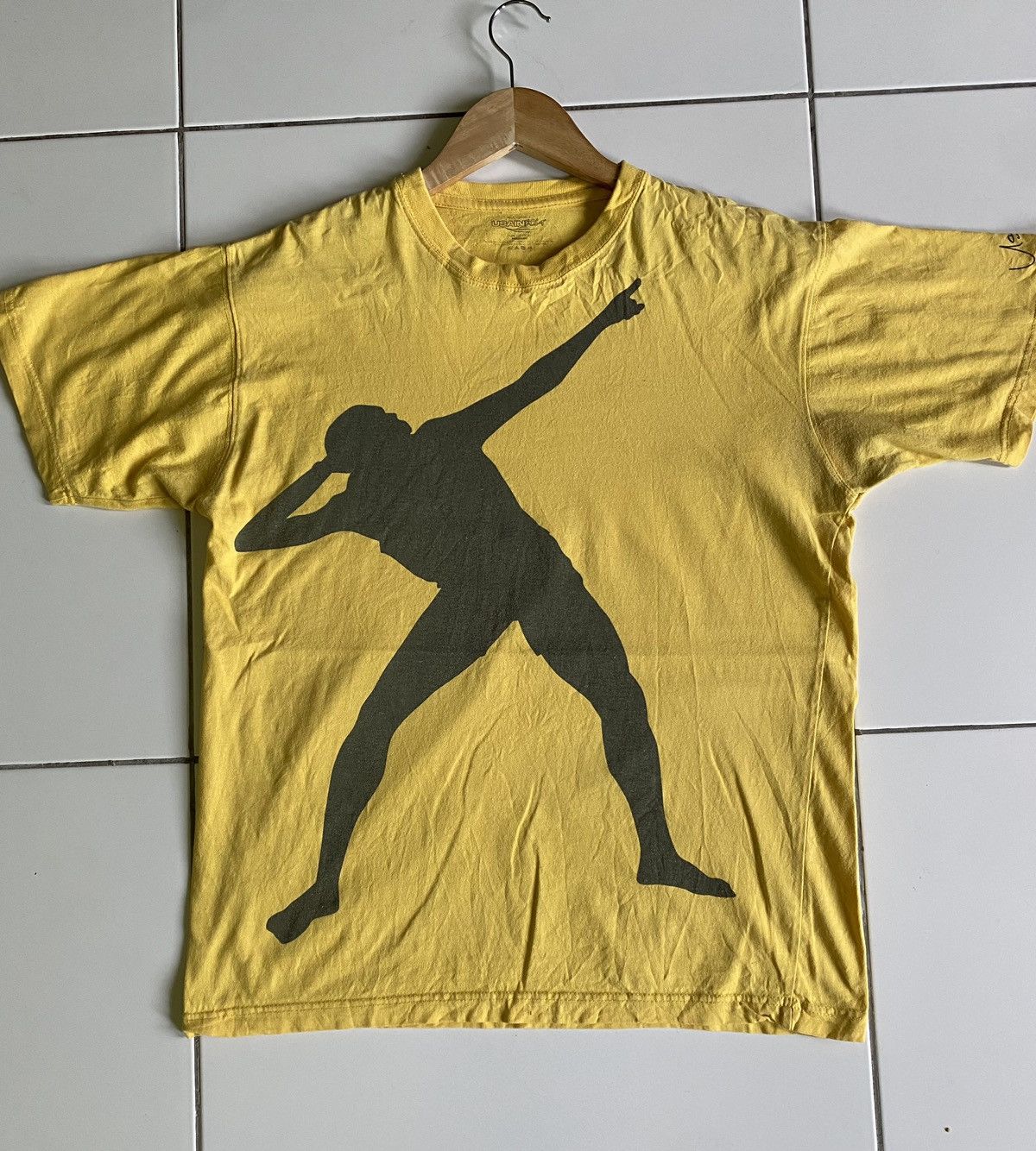 Usa Olympics Usain Bolt Word Record Athletics Yellow Shirt | Grailed