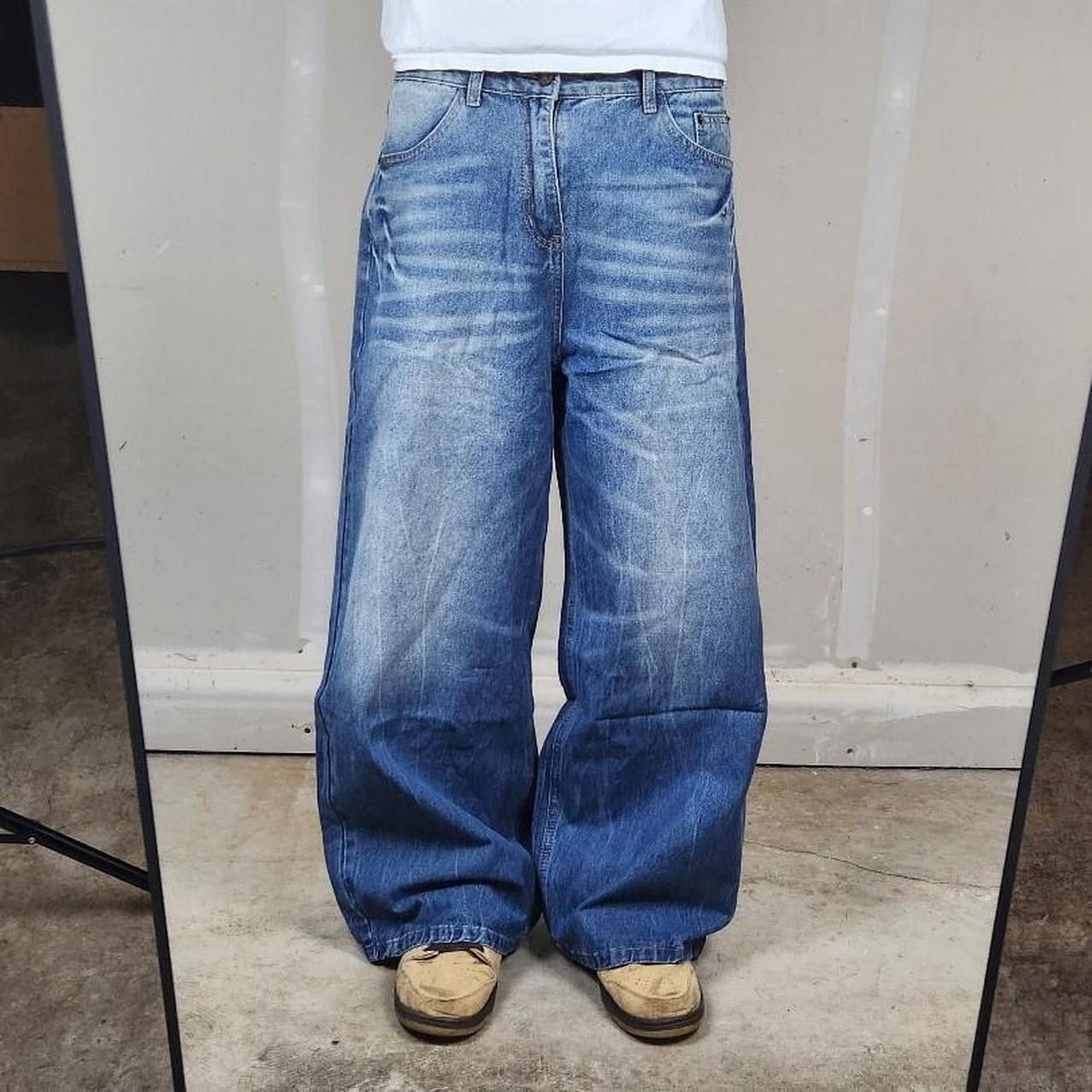 Japanese Brand Baggy blue faded jeans wide leg loose fit distressed denim Size US 32 / EU 48 - 1 Thumbnail