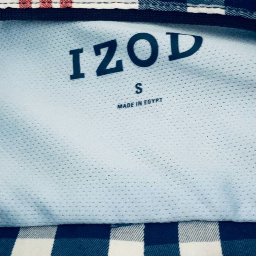 Izod Izod Mens Blue White Red Plaid Short Sleeve Button Down Poly Size US S / EU 44-46 / 1 - 6 Thumbnail