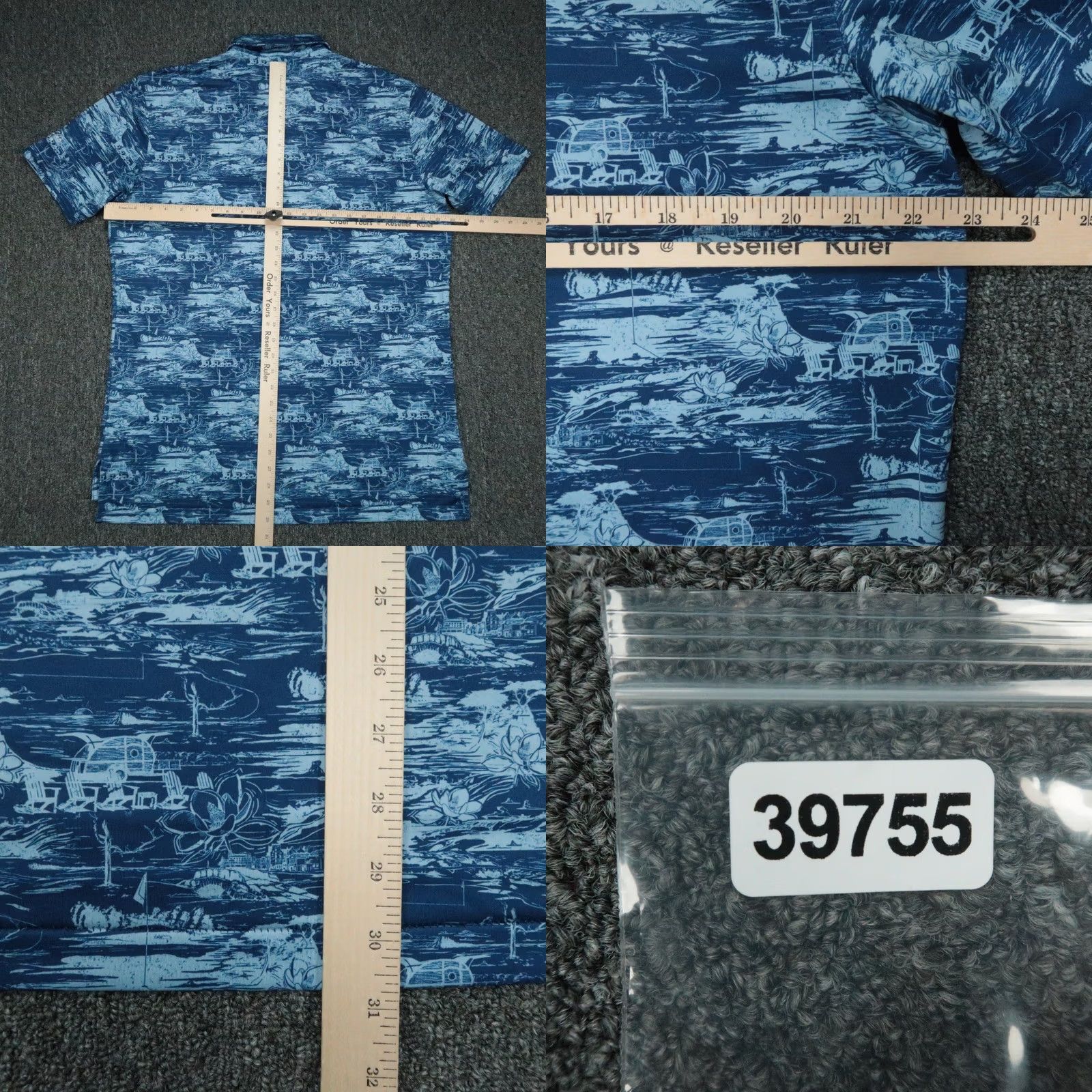 Peter Millar Peter Millar Polo Shirt Mens Medium Blue 46 Chest Graphic Print Short Sleeve Collared Button Size US M / EU 48-50 / 2 - 8 Thumbnail