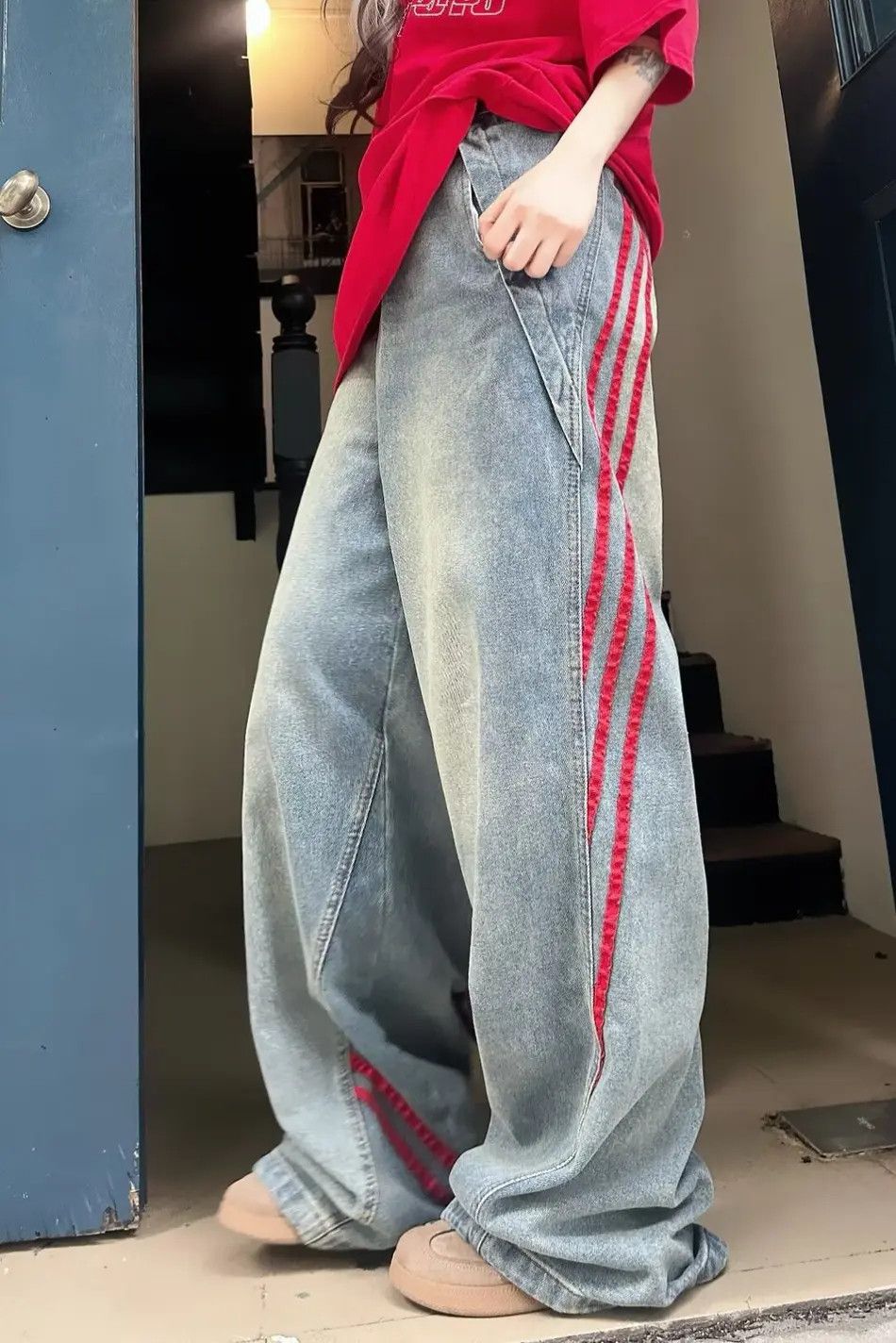 Japanese Brand × Jean Retro straight leg wide leg high street jeans Size US 32 / EU 48 - 1 Thumbnail