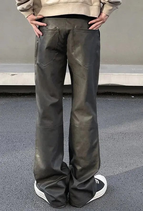 Jean Streetwear Casual Straight Leg Leather Pant Size US 33 - 4 Thumbnail