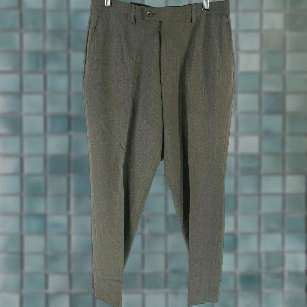 Alfani Alfani Mens Flat Front Straight Leg Stretch Casual Brown Dress Pants 33X30 Size US 33 - 1 Thumbnail
