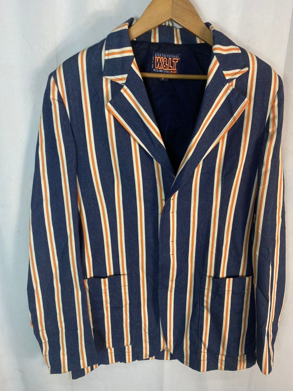 Designer × W&LT × Walter Van Beirendonck 🔥RARE🔥Vintage W&.L.T denim stripe snap button blazer jacket Size US S / EU 44-46 / 1 - 9 Thumbnail