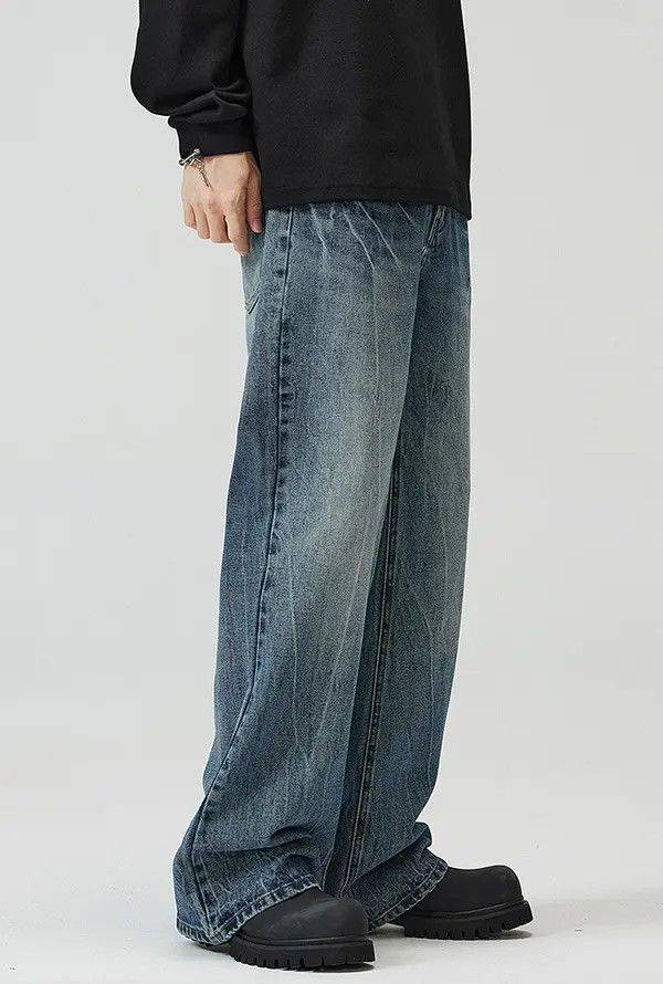 Japanese Brand Lightning Pattern Vintage Wash Straight Bootcut Jeans Size US 32 / EU 48 - 5 Thumbnail