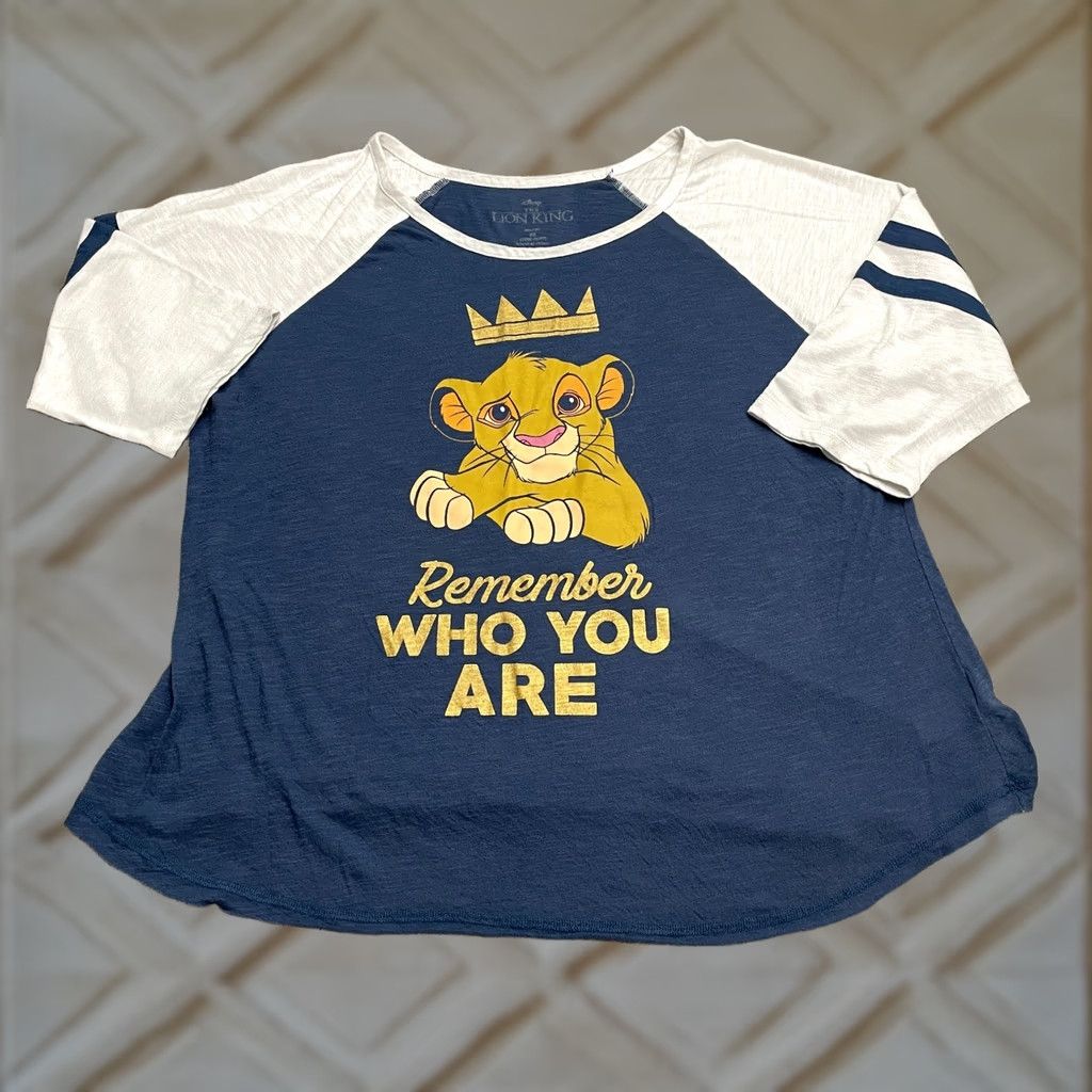 Disney Disney Lion King T-Shirt Raglan Womens 2X Blue White Long Sleeve Tee Graphic Print Animals Cartoon Movie Diamond Disney Tee Woman Plus Size Womens Size XXL / US 16-18 / IT 52-54 - 1 Thumbnail