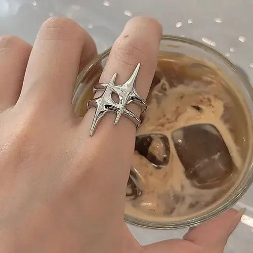 Handmade Resizeable Abstract Star Ring Punk Art Psychedelic Size ONE SIZE - 5 Thumbnail