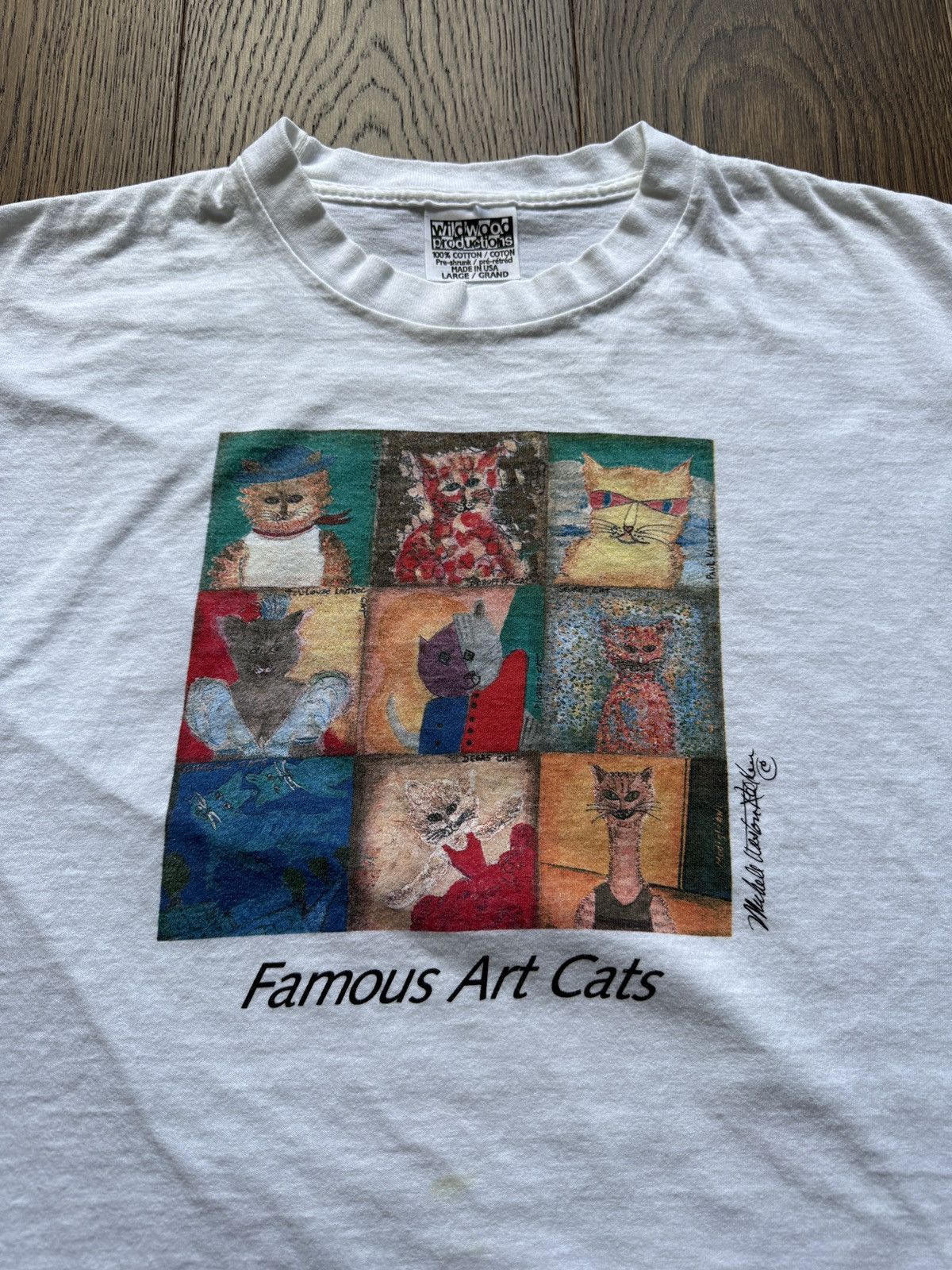 Vintage Vintage 80s Famous Art Cats Graphic Tee Size US L / EU 52-54 / 3 - 2 Thumbnail