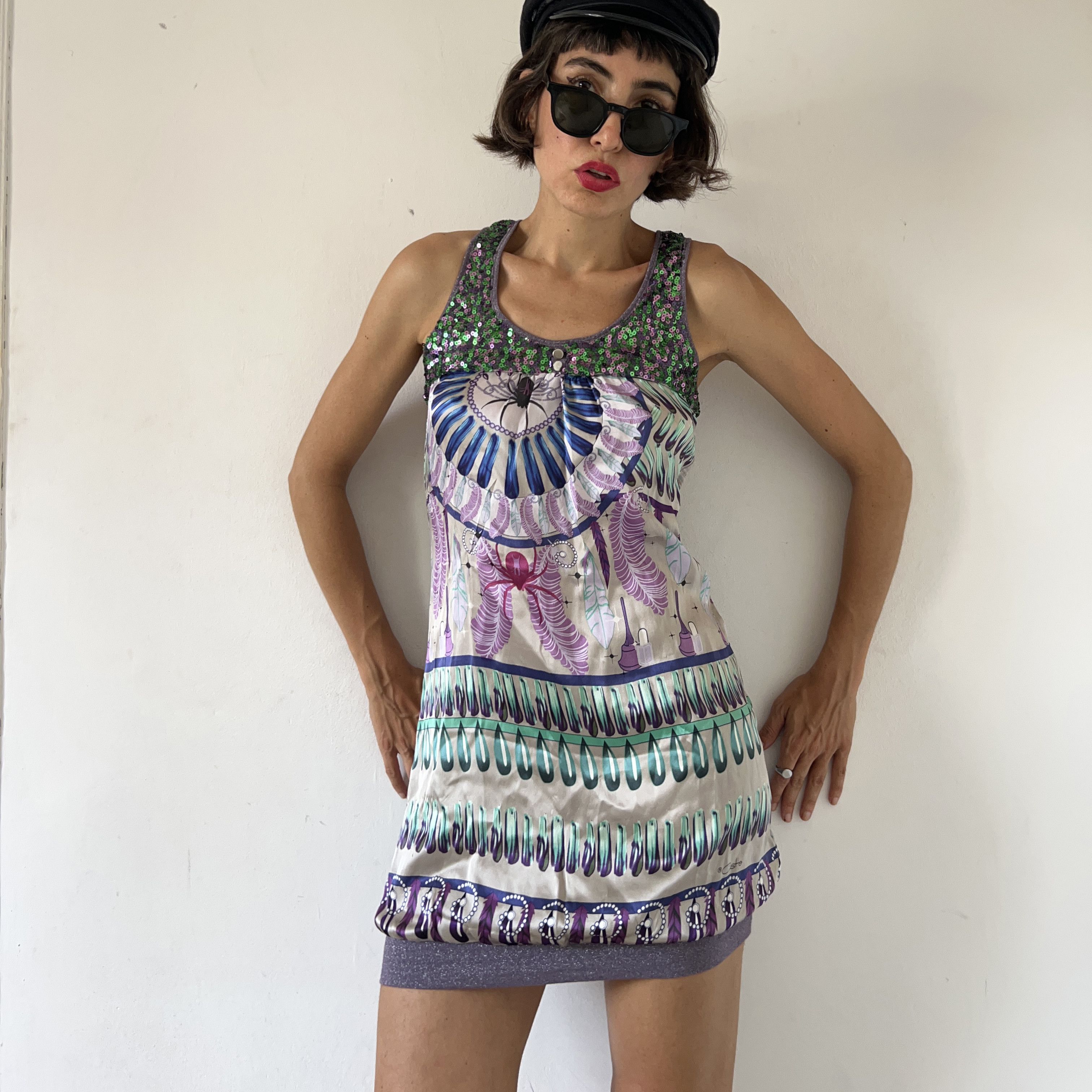 Custo Barcelona Custo Barcelona y2k silk cotton print knit summer tank dress Size L / US 10 / IT 46 - 4 Thumbnail