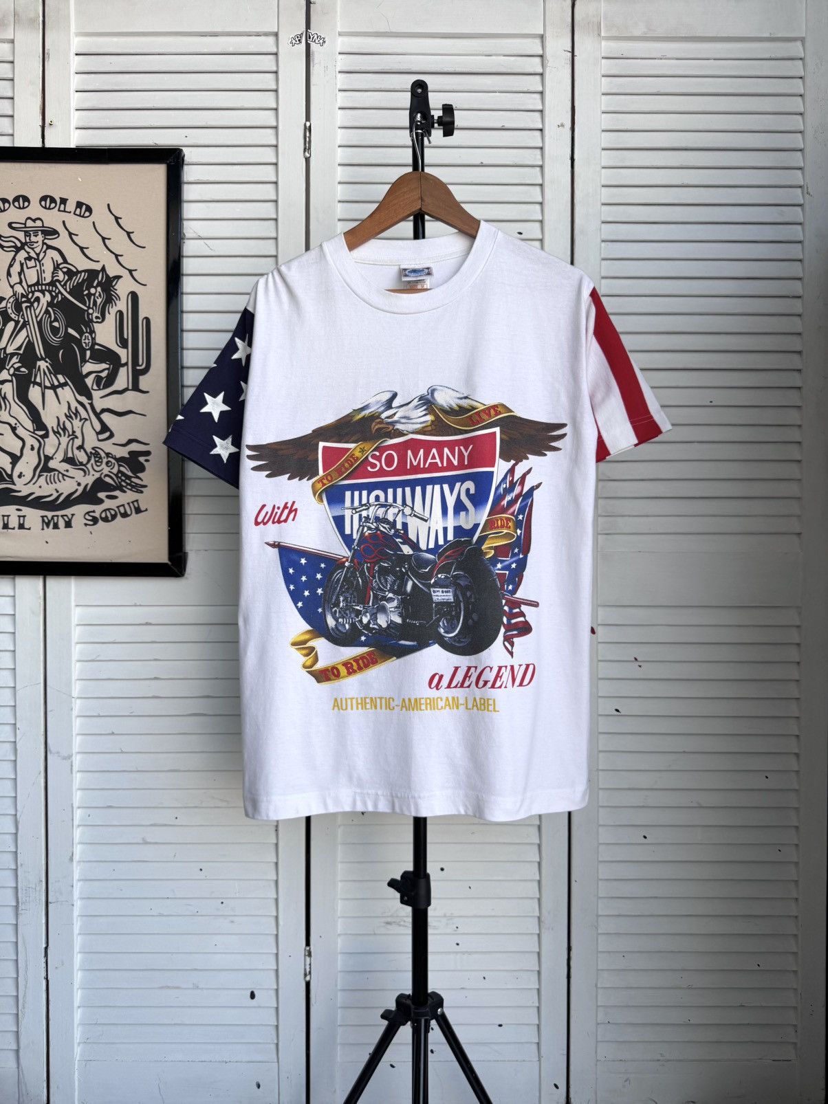 Vintage Vintage Biker Motorcycle Eagle Graphic Tee Shirt USA Flag Size US L / EU 52-54 / 3 - 2 Thumbnail