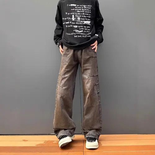 Japanese Brand × Jean Retro loose straight leg wide leg dirty dyed jeans Size US 32 / EU 48 - 4 Thumbnail