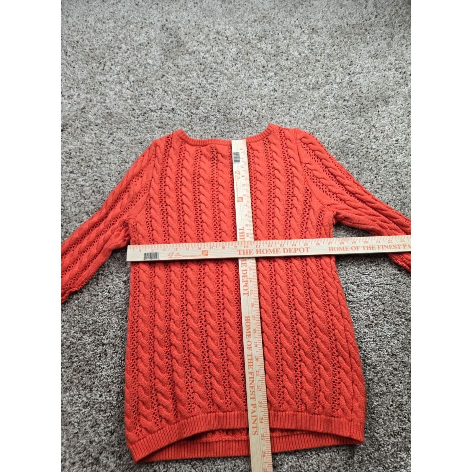 Lands' End Lands' End Drifter Sweater Womens Large Orange Cable Knit Long Sleeve Crew Neck Pullover Wool Cotton Nylon Knit Classic Lace Optional Size L / US 10 / IT 46 - 7 Thumbnail
