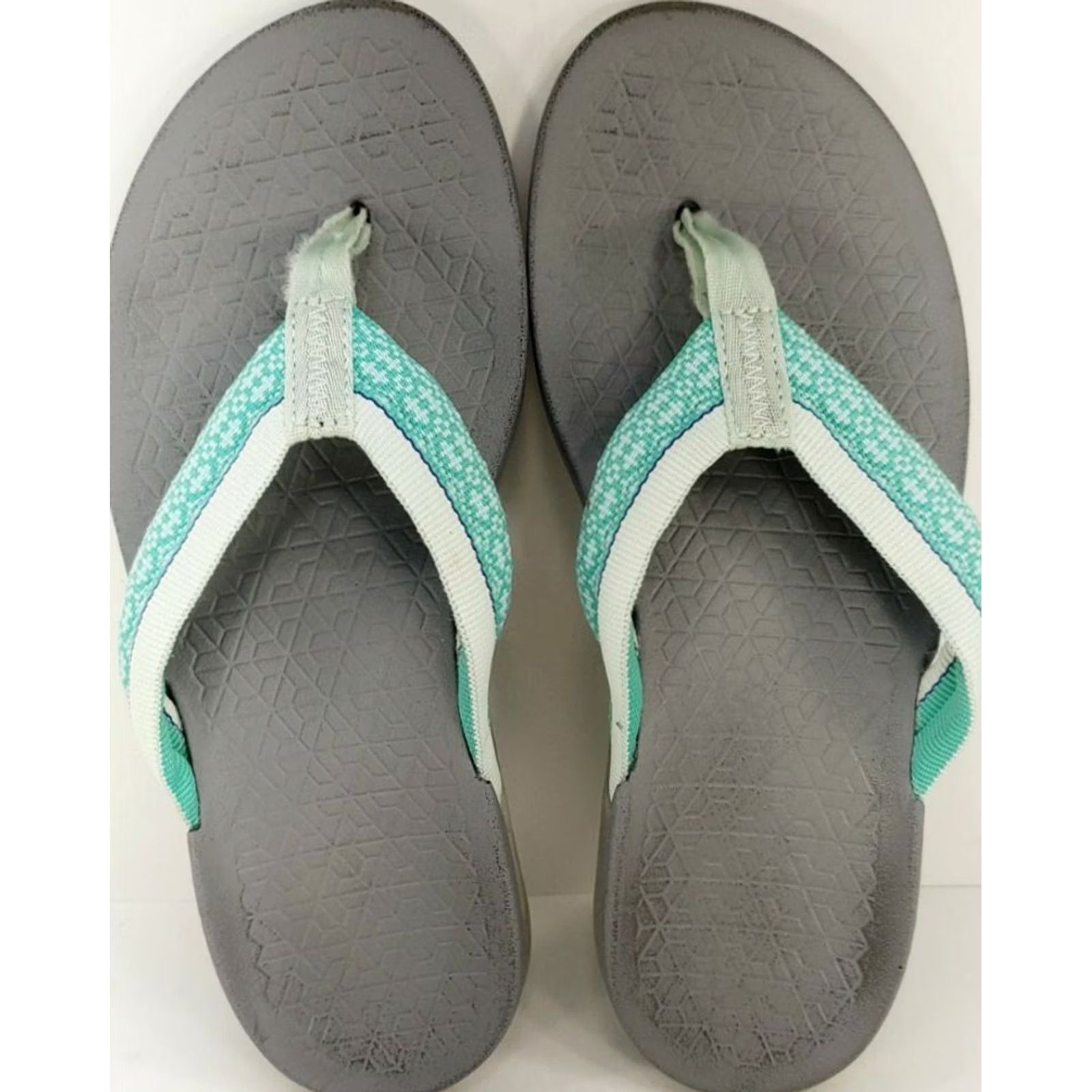 Chaco Chaco Women's Flip Flop Thong Sandal Size 7 Mint Green White Straps Gray Footbed Size US 7 / IT 37 - 7 Thumbnail