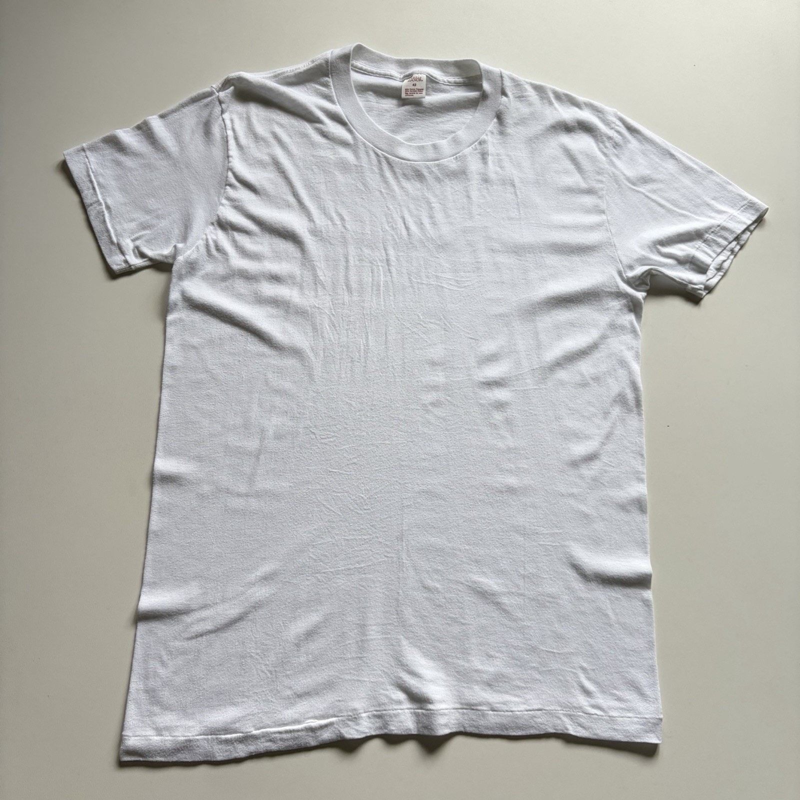 Vintage Vintage White Blank Shirt Large 90s Single Stitch 50/50 Rare Size US L / EU 52-54 / 3 - 1 Thumbnail