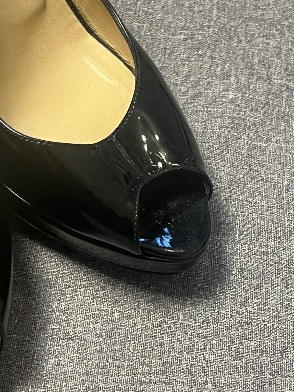 Jimmy Choo Jimmy Choo Black Patent Leather Slingback Heels Peep Toe Size US 8.5 / IT 38.5 - 7 Thumbnail