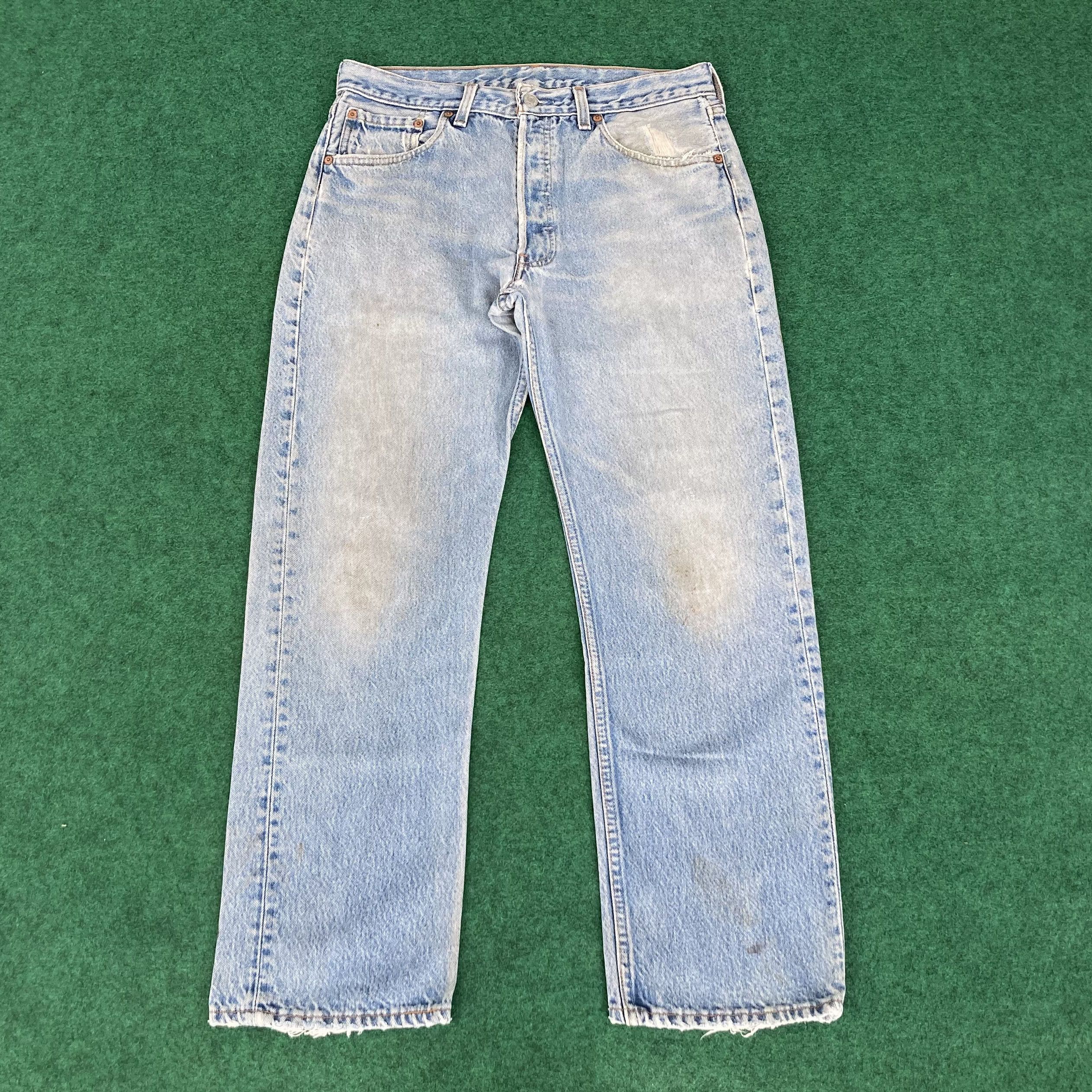 Levi's × Vintage Vtg Levis 501 Light Blue Distressed Ripped Dirty Jeans Size US 31 - 1 Thumbnail