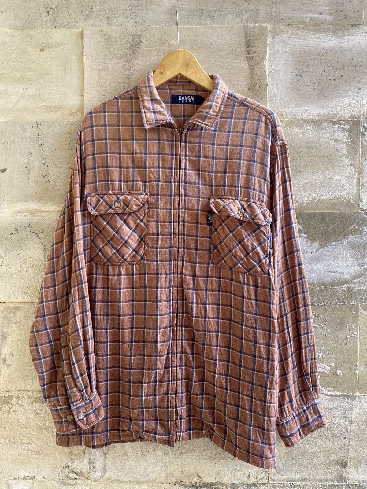 Kansai Yamamoto Kansai Yamamoto Plaid Zipper Shirt Size US XL / EU 56 / 4 - 1 Thumbnail