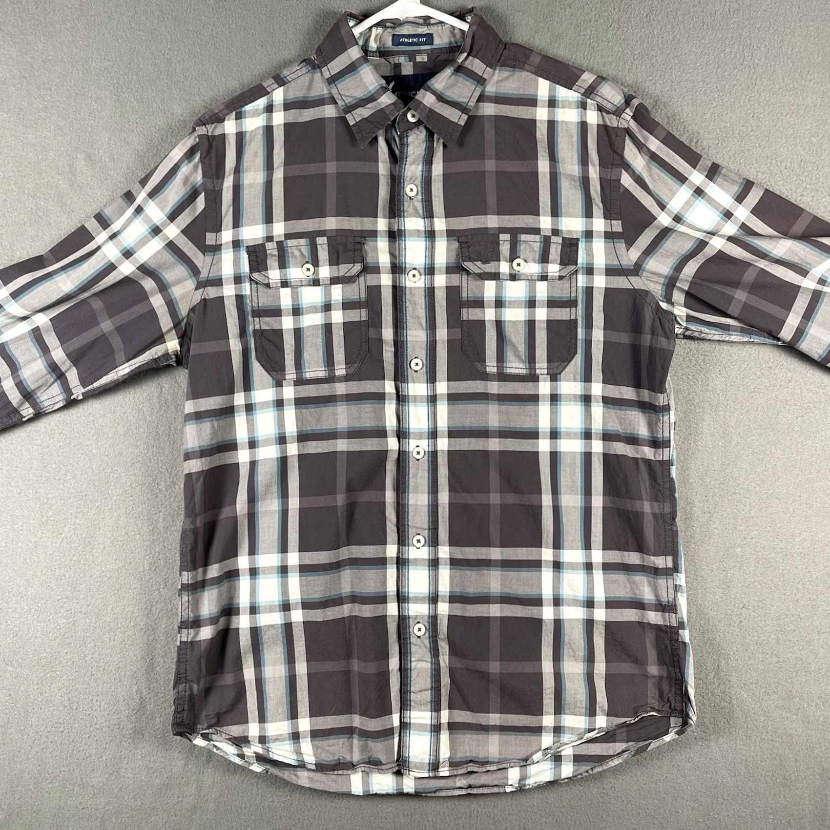 American Eagle Outfitters American Eagle Outfitters Button-Up Shirt Medium Black Plaid Athletic Fit Y2K Mens Size US M / EU 48-50 / 2 - 3 Thumbnail