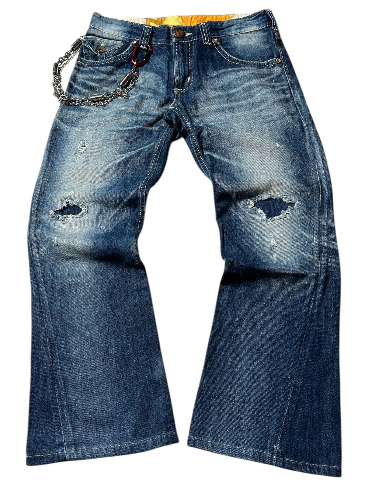 Edwin Edwin Blue Trip Destroyed Lgb Style Distressed Flared Pants Size US 32 / EU 48 - 1 Thumbnail