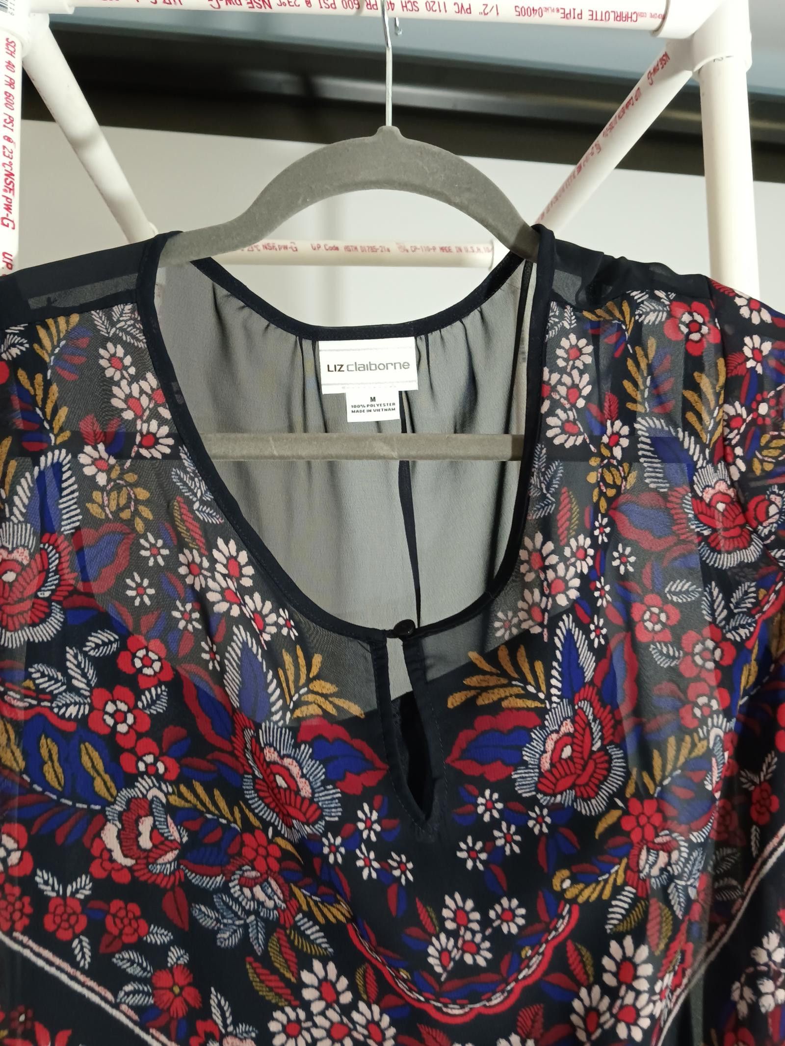 Designer Elegant Liz Claiborne Floral Print Blouse Size M / US 6-8 / IT 42-44 - 2 Thumbnail