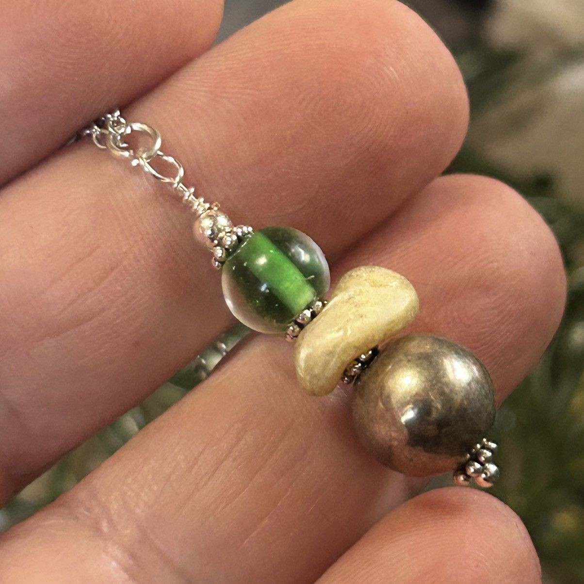 Handmade Handcrafted vintage bead drop pendant on chain necklace Size ONE SIZE - 1 Thumbnail