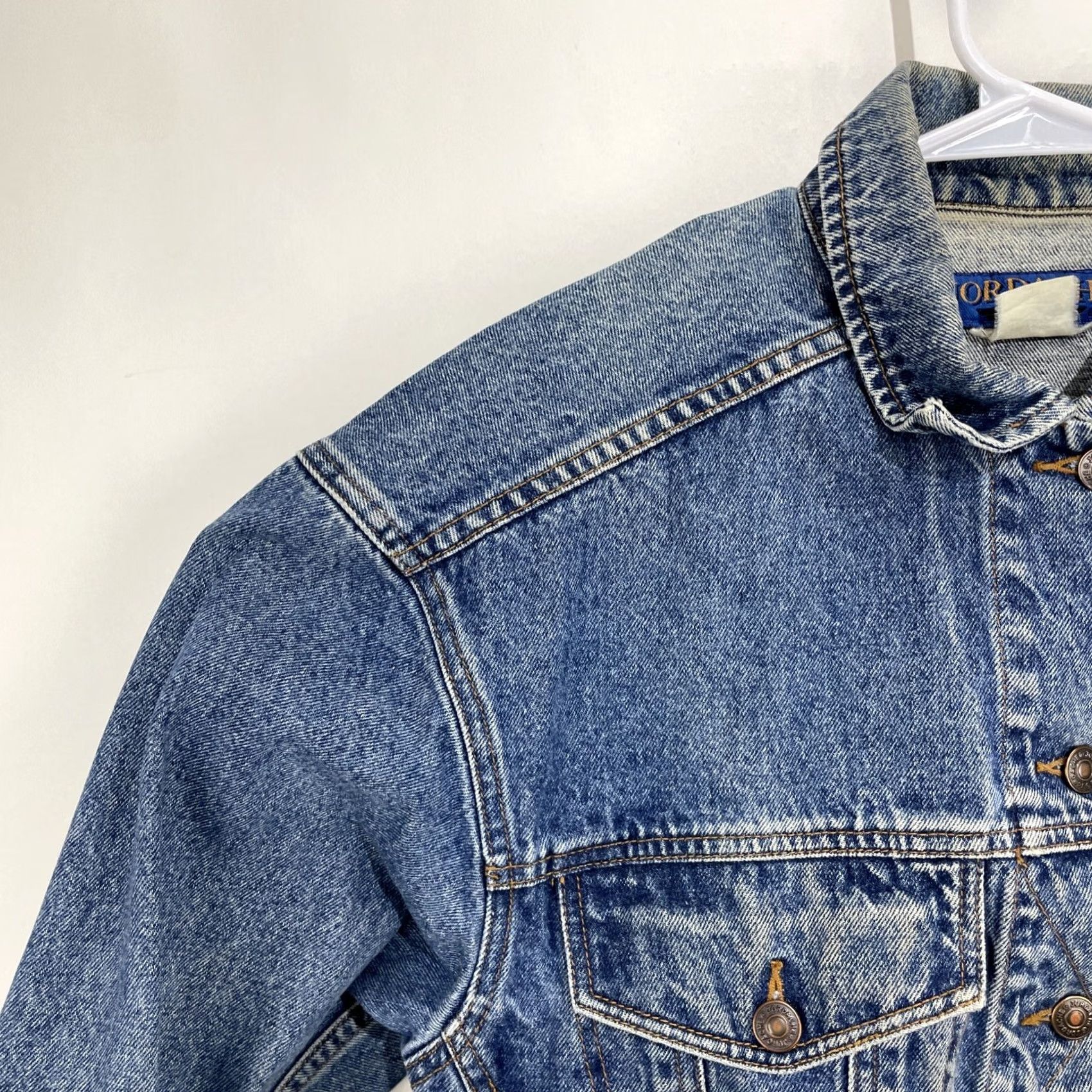 Jordache VINTAGE Jordache Blue Jean Denim Jacket Basic Cropped Women's M Distressed Size 32" / US 10 / IT 46 - 4 Thumbnail