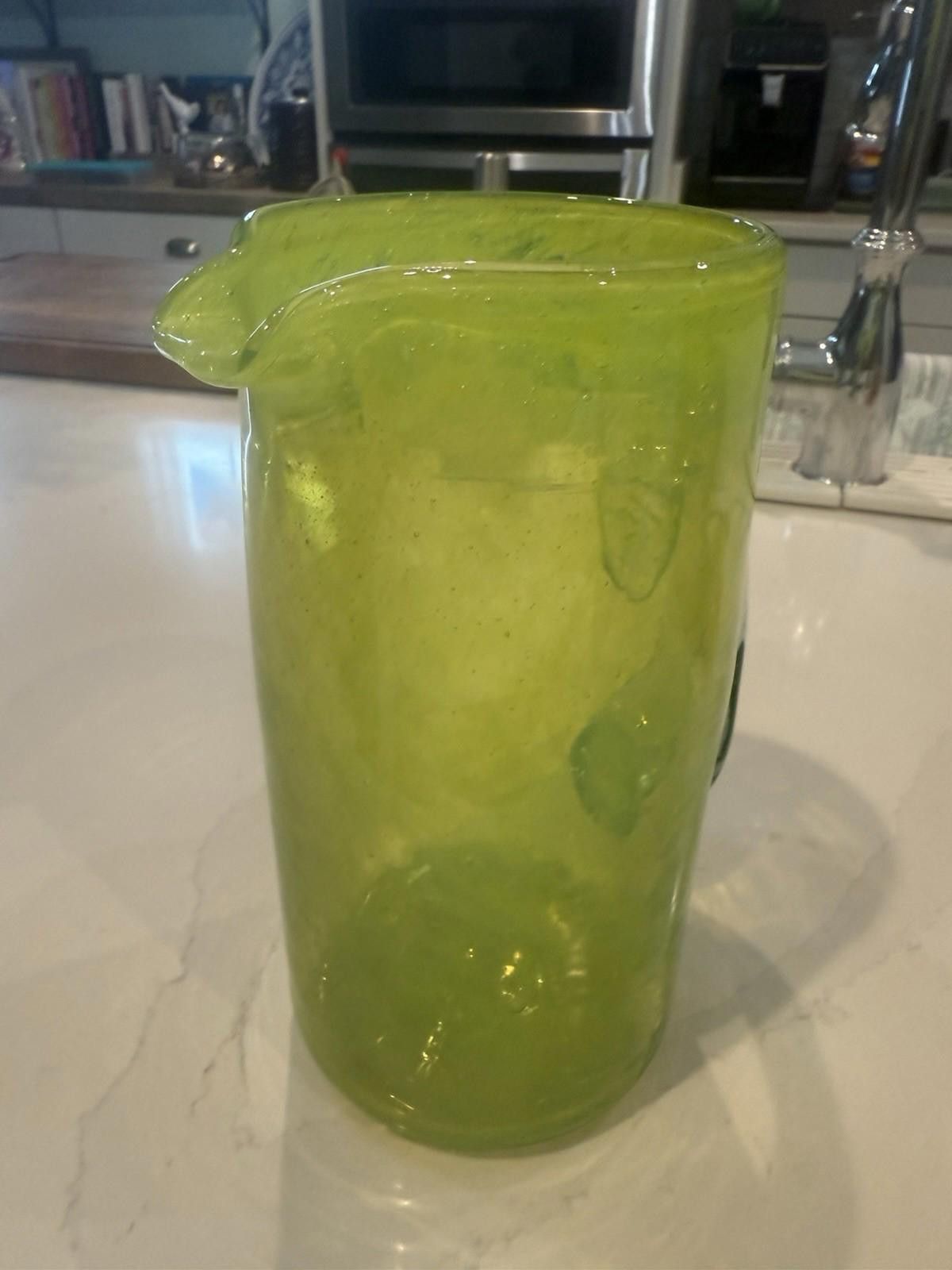 Designer Hand Blown Lime Green Pitcher Size ONE SIZE - 3 Thumbnail