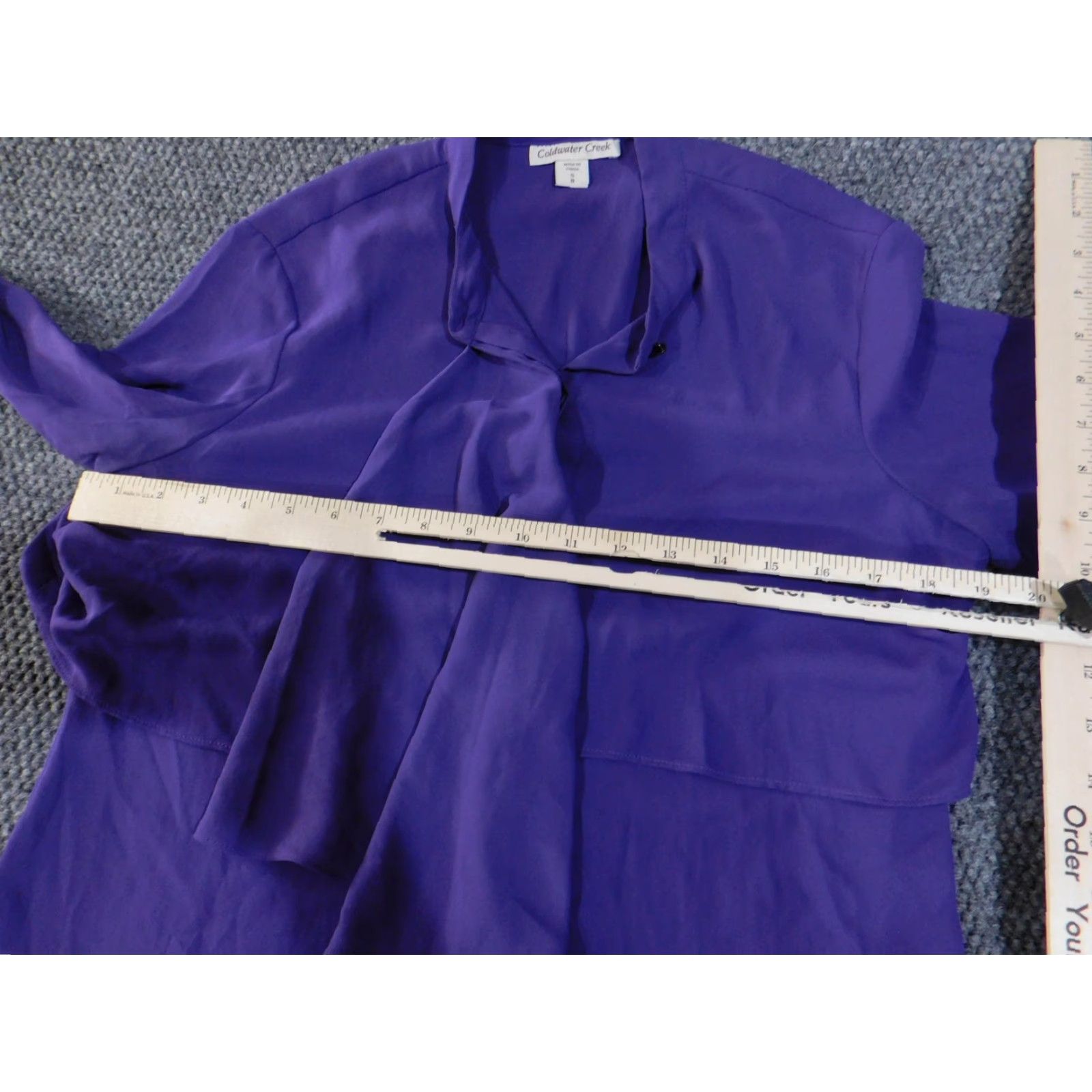 Coldwater Creek VINTAGE Coldwater Creek Blouse Womens Small 8 Purple Tie Neck Ruffle Tiered Long Sleeve Size S / US 4 / IT 40 - 6 Thumbnail