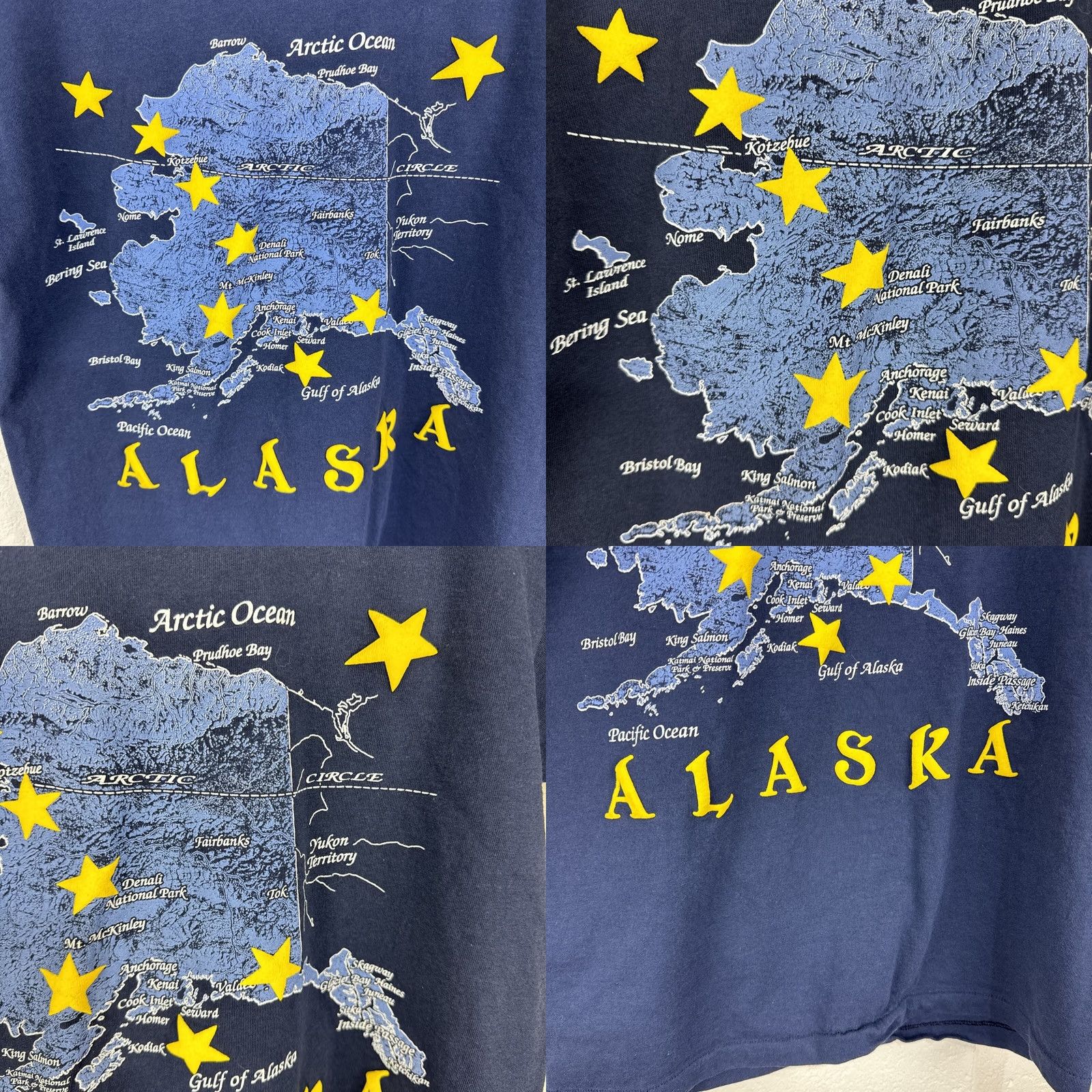 Vintage VINTAGE Alaska T Shirt Navy Blue State Map Graphic Tee Small Puff Print Made USA 90s Mens S Size US S / EU 44-46 / 1 - 8 Thumbnail