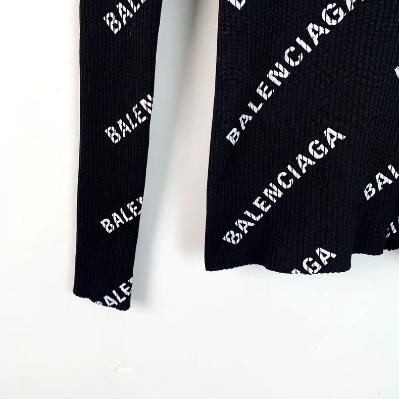 Balenciaga Balenciaga Black logo full print knit sweater Size US XS / EU 42 / 0 - 4 Thumbnail