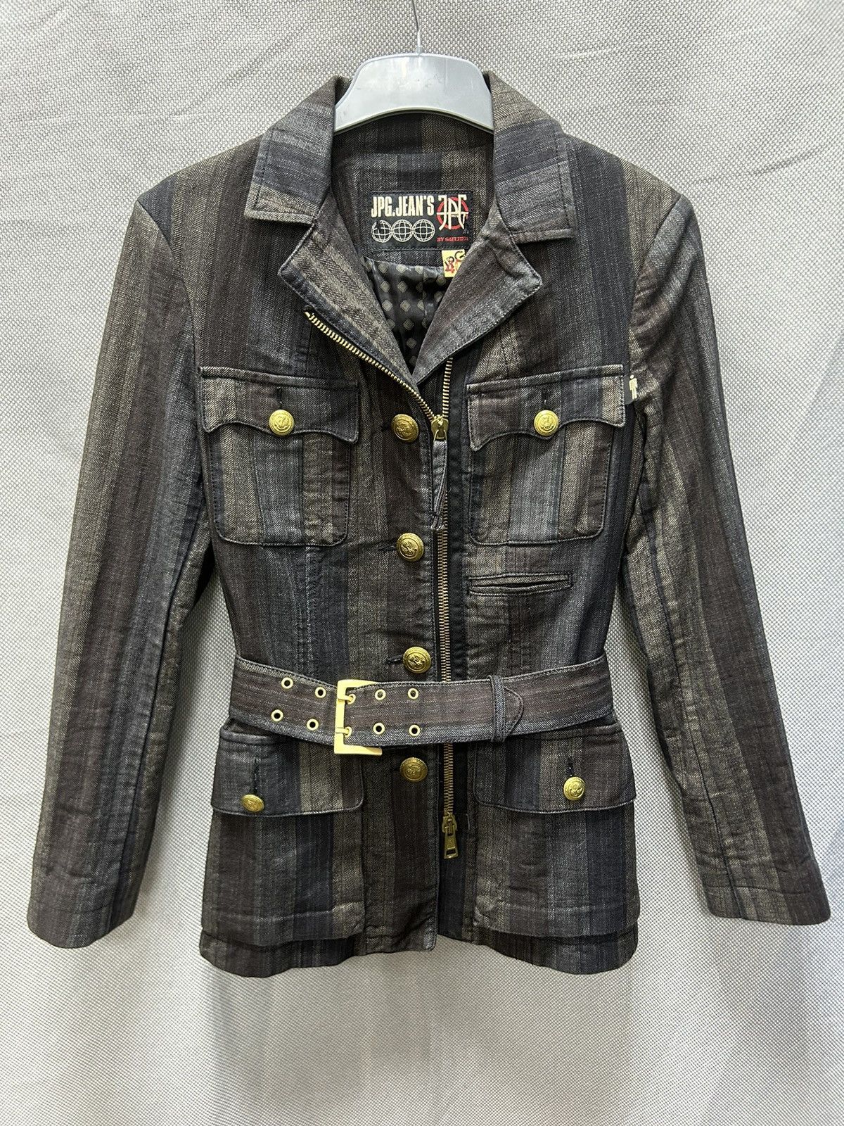 Archive Jean Paul Gaultier Denim Striped Zip Jacket