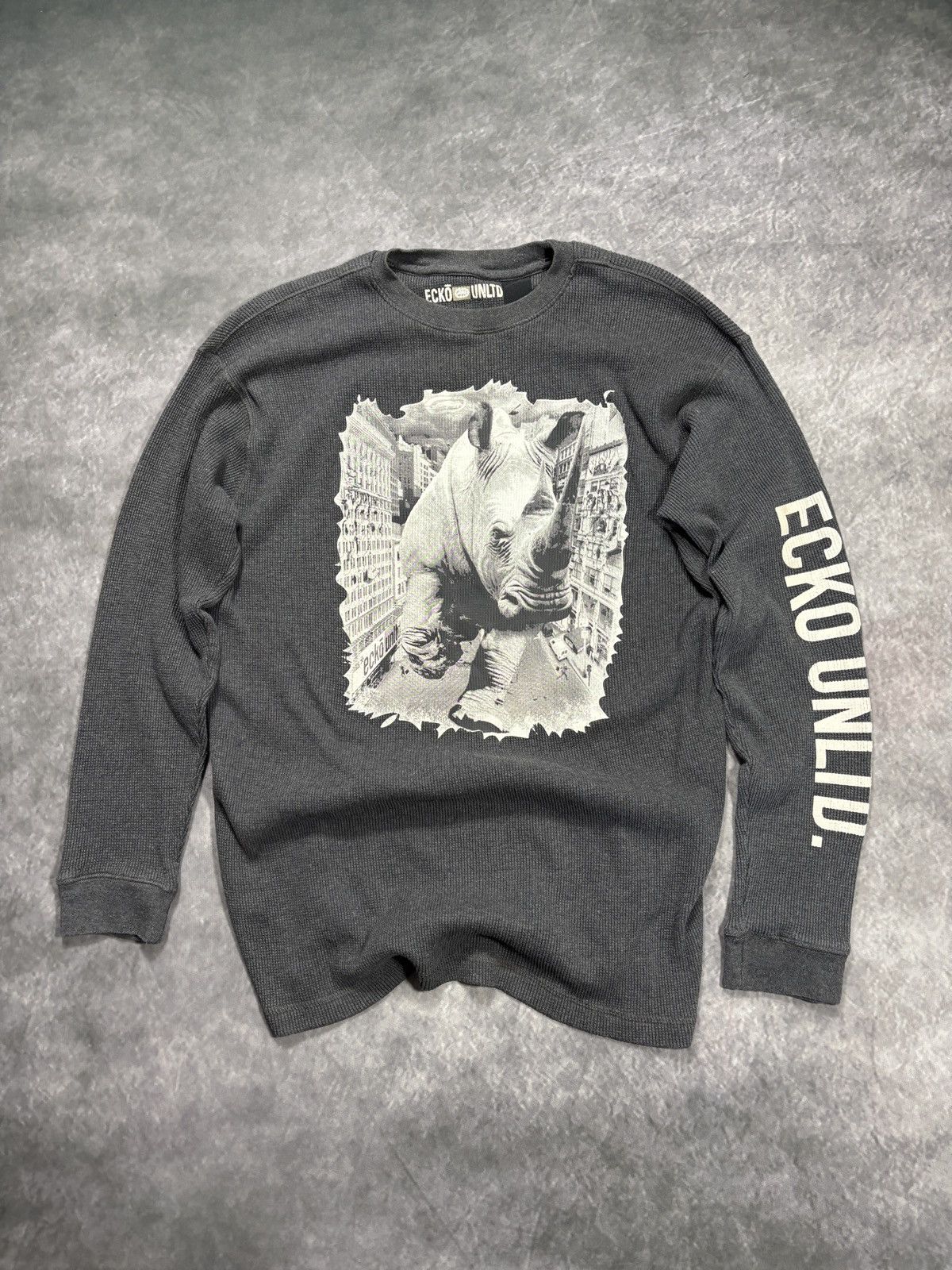 Ecko Unltd. Y2K Ecko Unltd Thermal Longsleeve Rhino Print 2000s Vintage Size US L / EU 52-54 / 3 - 1 Thumbnail