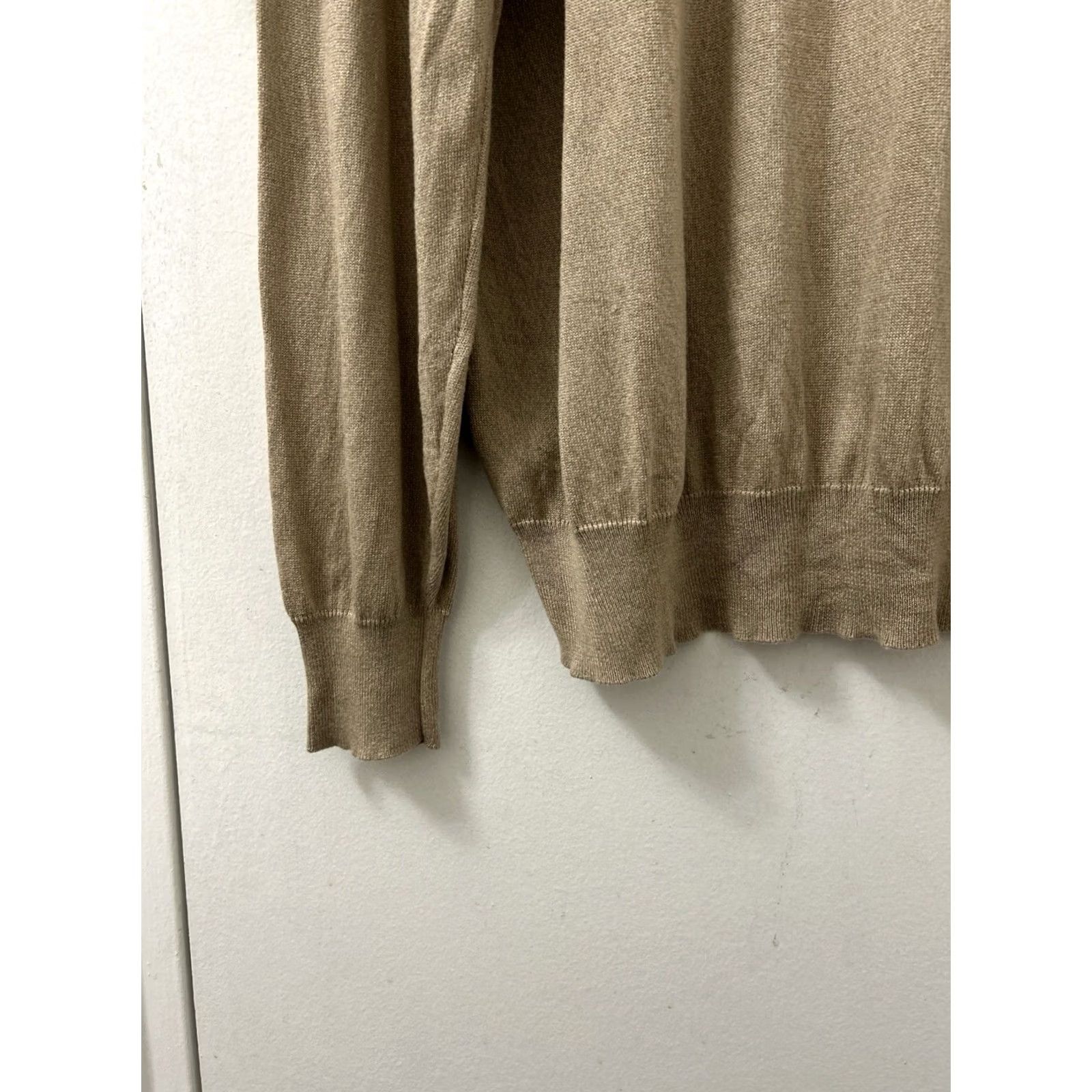 Jos. A. Bank Jos A Bank Signature Collection Sweater Mens 2XL Tan 100% Silk Mock Neck L/S Short Form: Pullover, Classic Fit Size US XXL / EU 58 / 5 - 6 Thumbnail