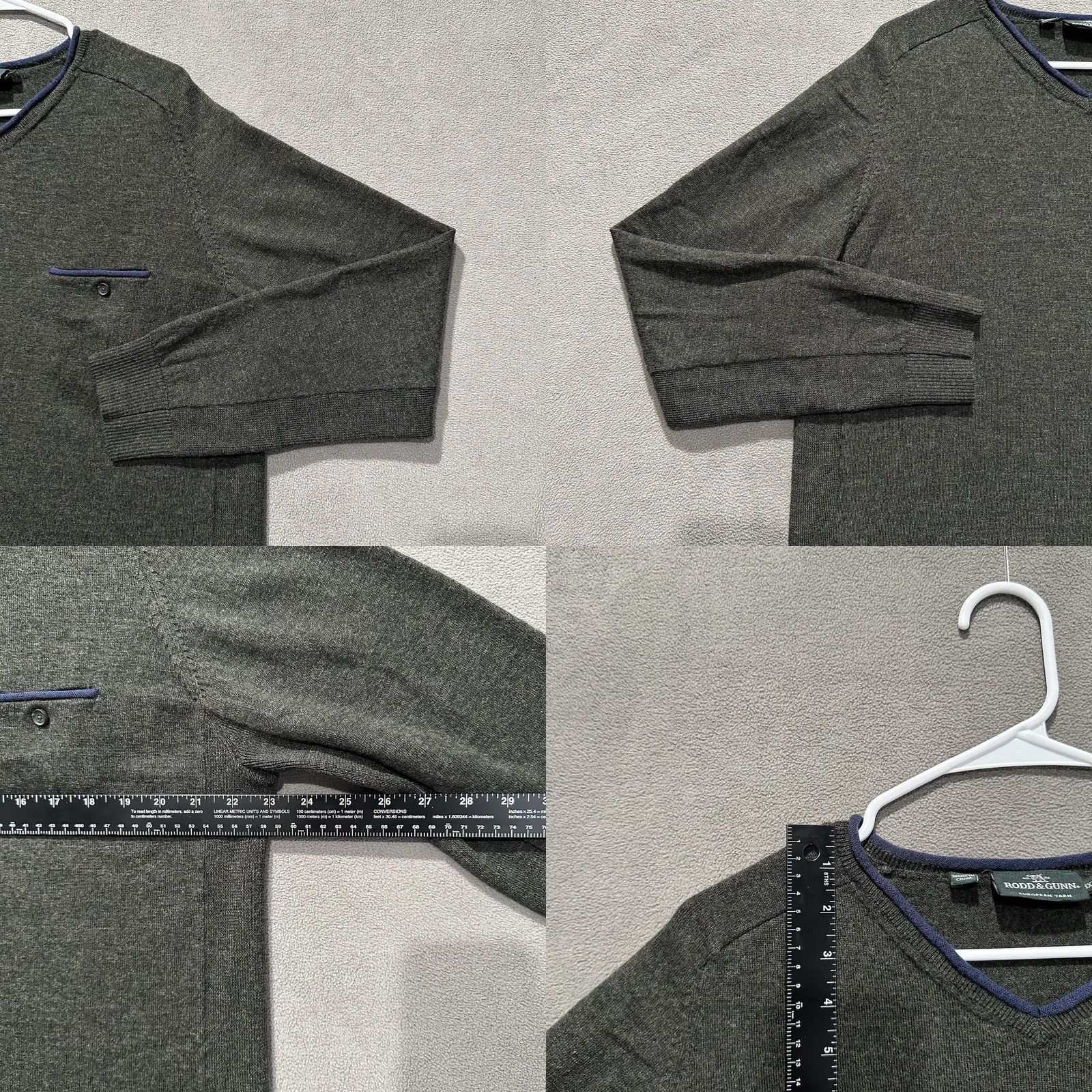 Rodd & Gunn Rodd Gunn Sweater Men Green Merino Wool V-neck Roll Neck Pocket 3XL (Fits Large) Size US XXL / EU 58 / 5 - 8 Thumbnail