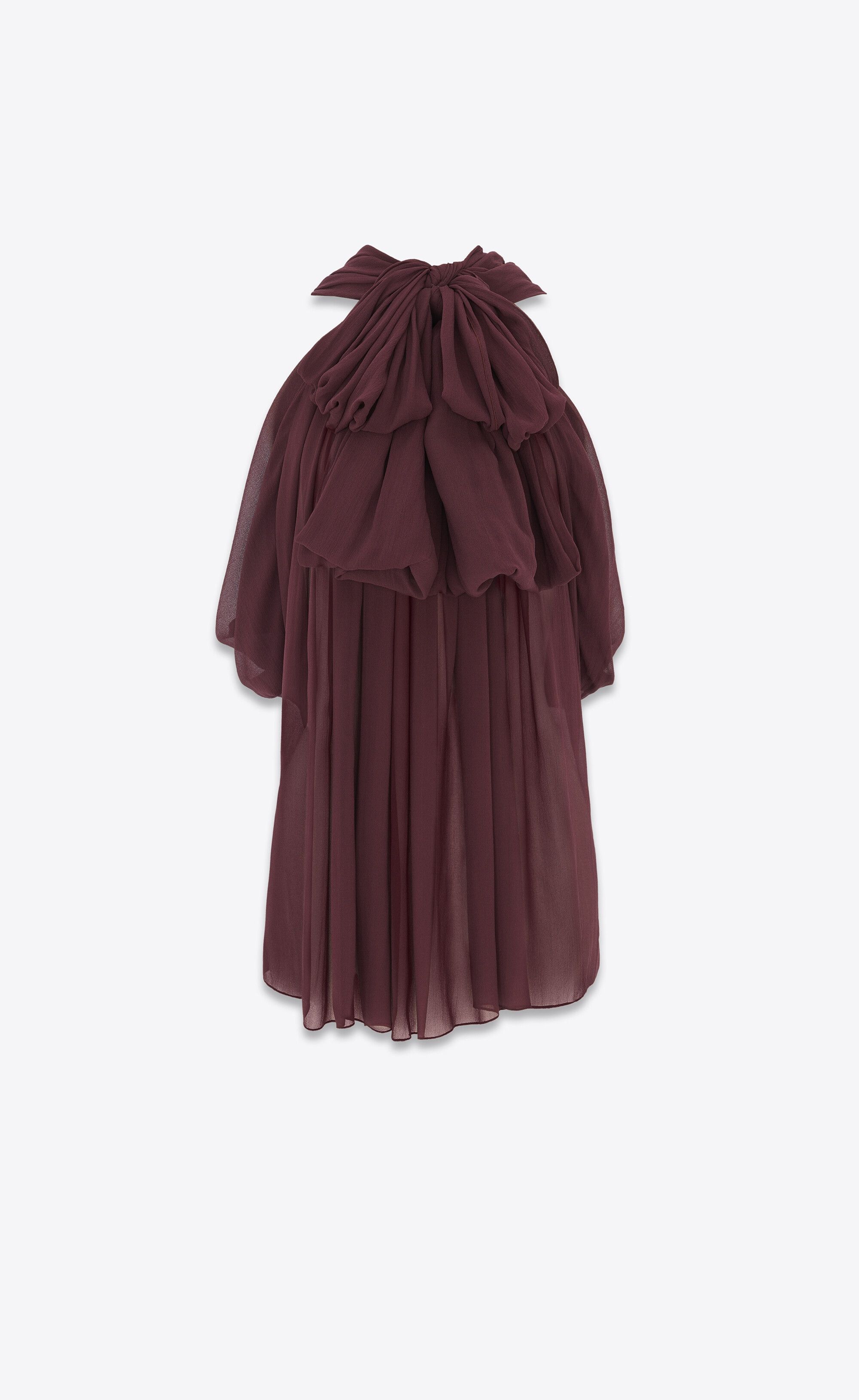 Saint Laurent Paris o1s1wg110125 770094 Lavallière-Neck Blouse Silk Muslin Size S / US 4 / IT 40 - 1 Thumbnail