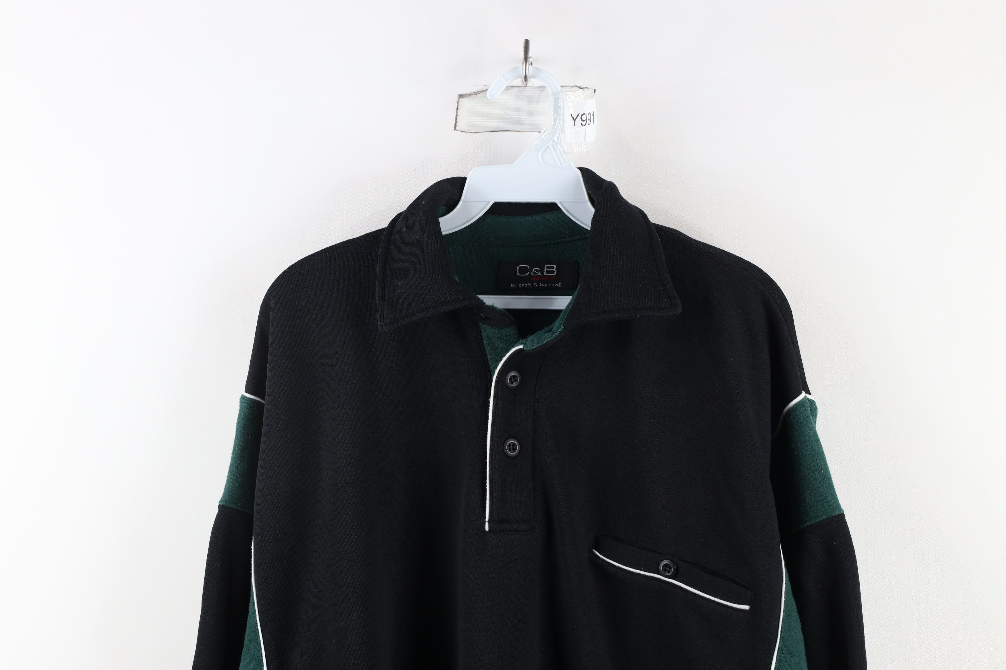 Vintage Vintage 90s Streetwear Block Collared Pullover Sweatshirt Size US XL / EU 56 / 4 - 2 Thumbnail