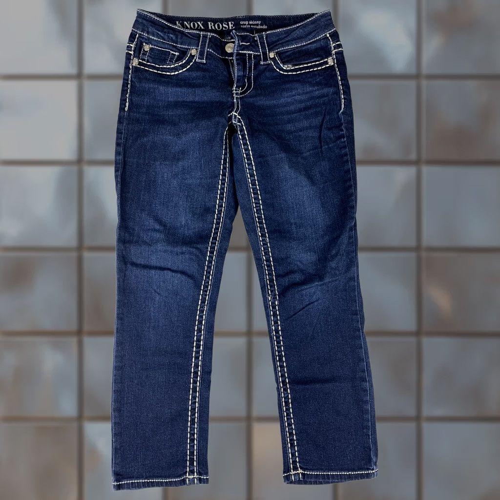 Vintage Knox Rose Skinny Crop Jeans Denim Capri Blue Size 2 28x25 Women Size 26" / US 2 / IT 38 - 1 Thumbnail