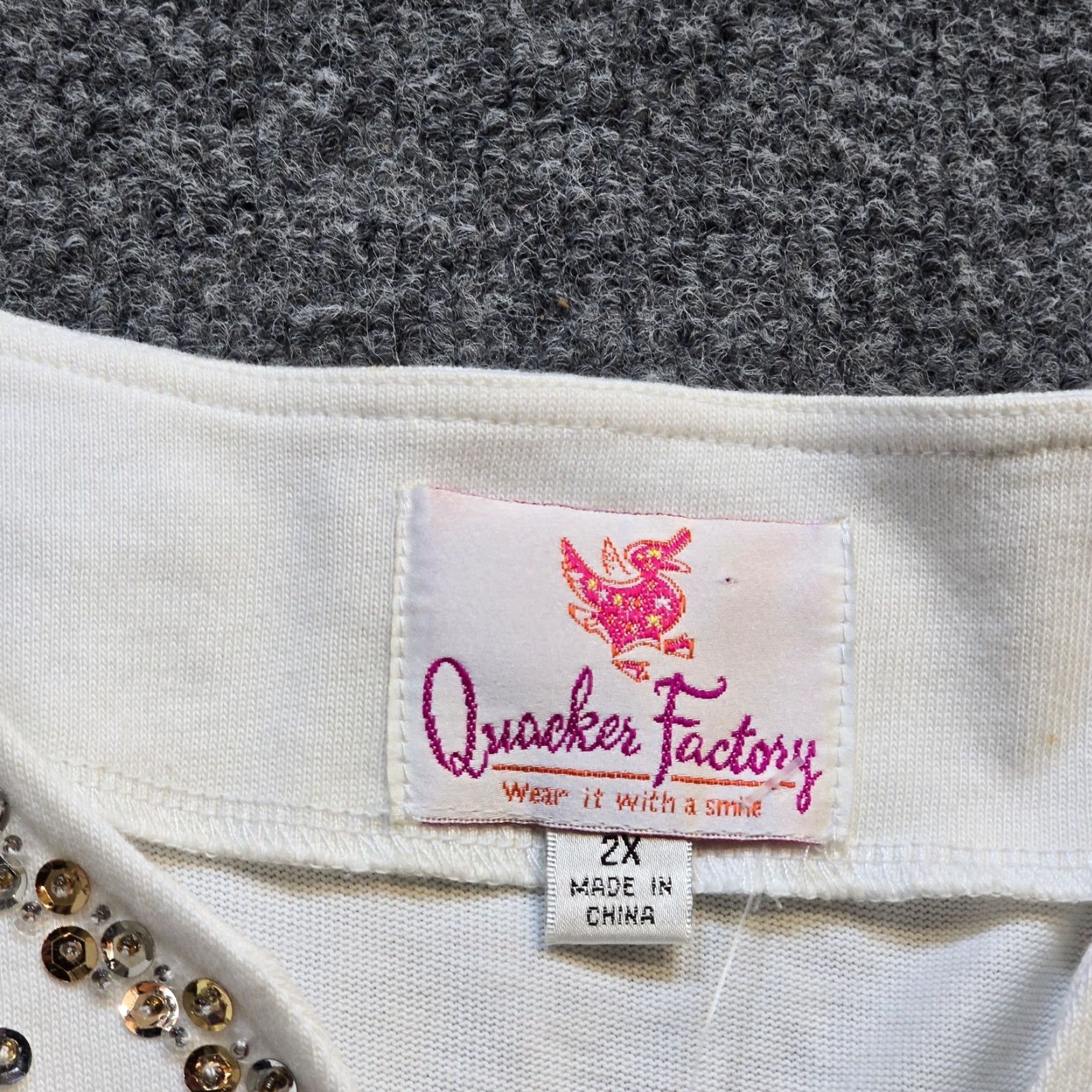 Quacker Factory Quacker Factory Top Women 2X White Anchors Sequins Nautical Stretch Casual Beach Blouse Size XXL / US 16-18 / IT 52-54 - 3 Thumbnail
