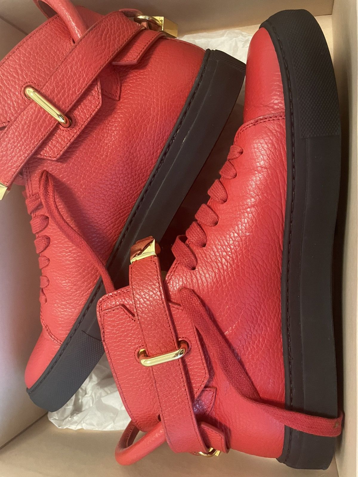 Buscemi BUSCEMI B Court Men's Red Leather High Top Size US 10 / EU 43 - 2 Thumbnail