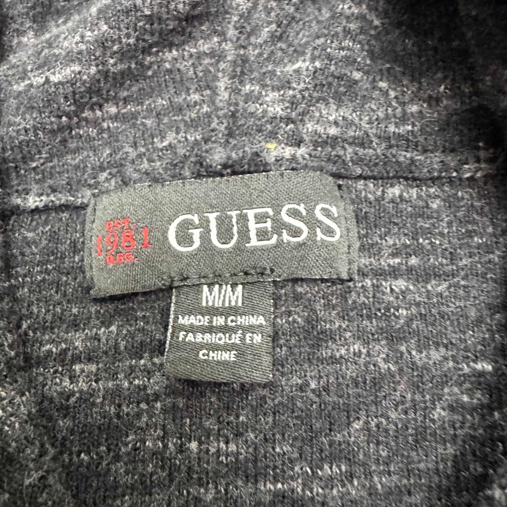 H&M Guess Space Dye Pullover Hoodie Sweater Mens M Charcoal Gray Knit Henley Logo Button Casual Size US M / EU 48-50 / 2 - 4 Thumbnail