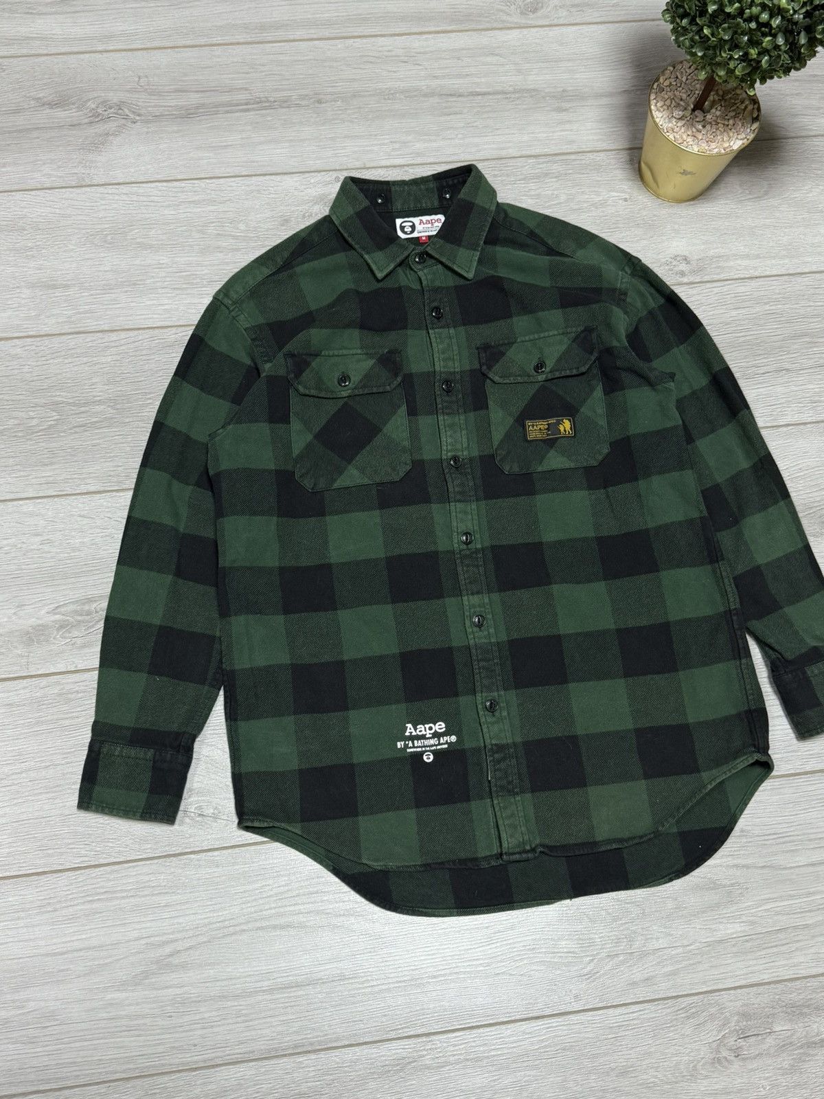 Aape Aape Bape check shirt plaid overshot spell out big logo Size US M / EU 48-50 / 2 - 4 Thumbnail