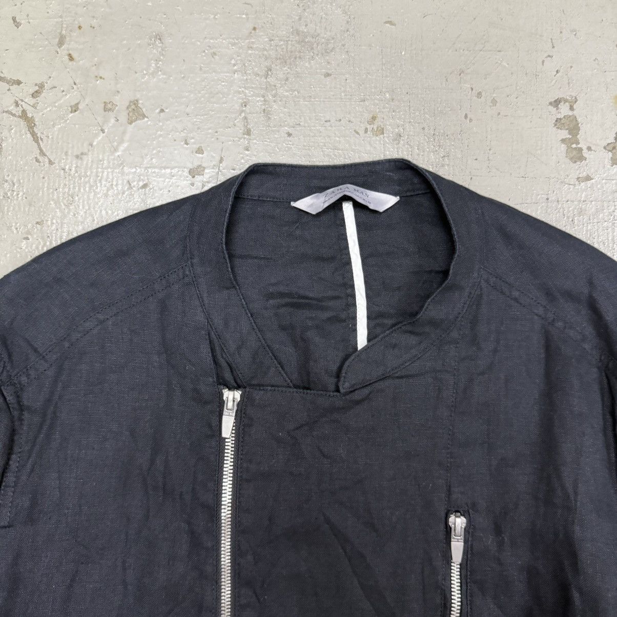 Japanese Brand Blank NYC Black Out Woven Moto Jacket Zara Size US L / EU 52-54 / 3 - 3 Thumbnail