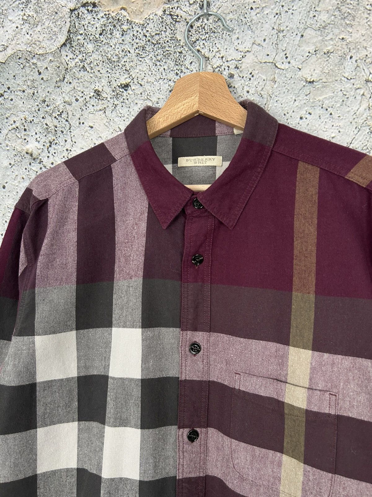 Burberry Vintage Burberry Brit Burgundy Checkered Designer Shirt Size US XL / EU 56 / 4 - 3 Thumbnail