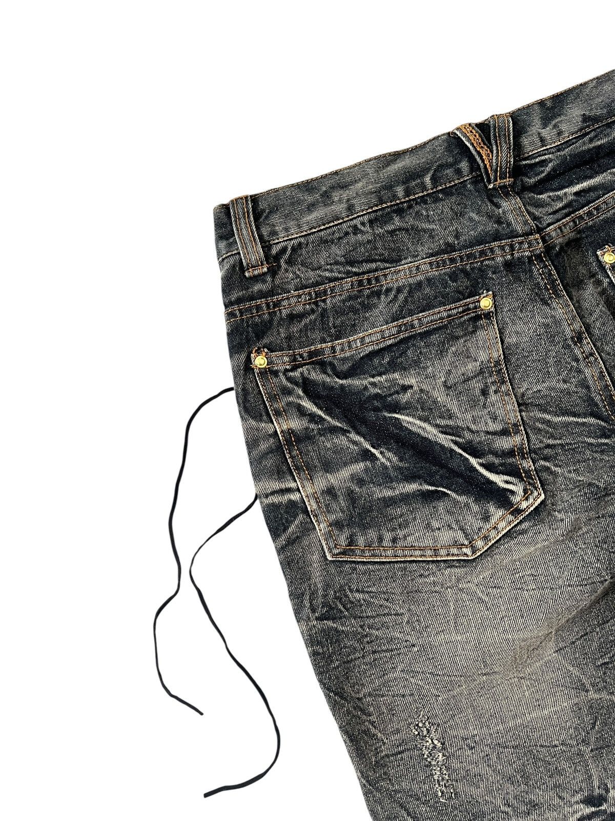 Obelisk Black Baccara 🇯🇵 Lace Distreessed Flare Denim Size US 33 - 10 Thumbnail